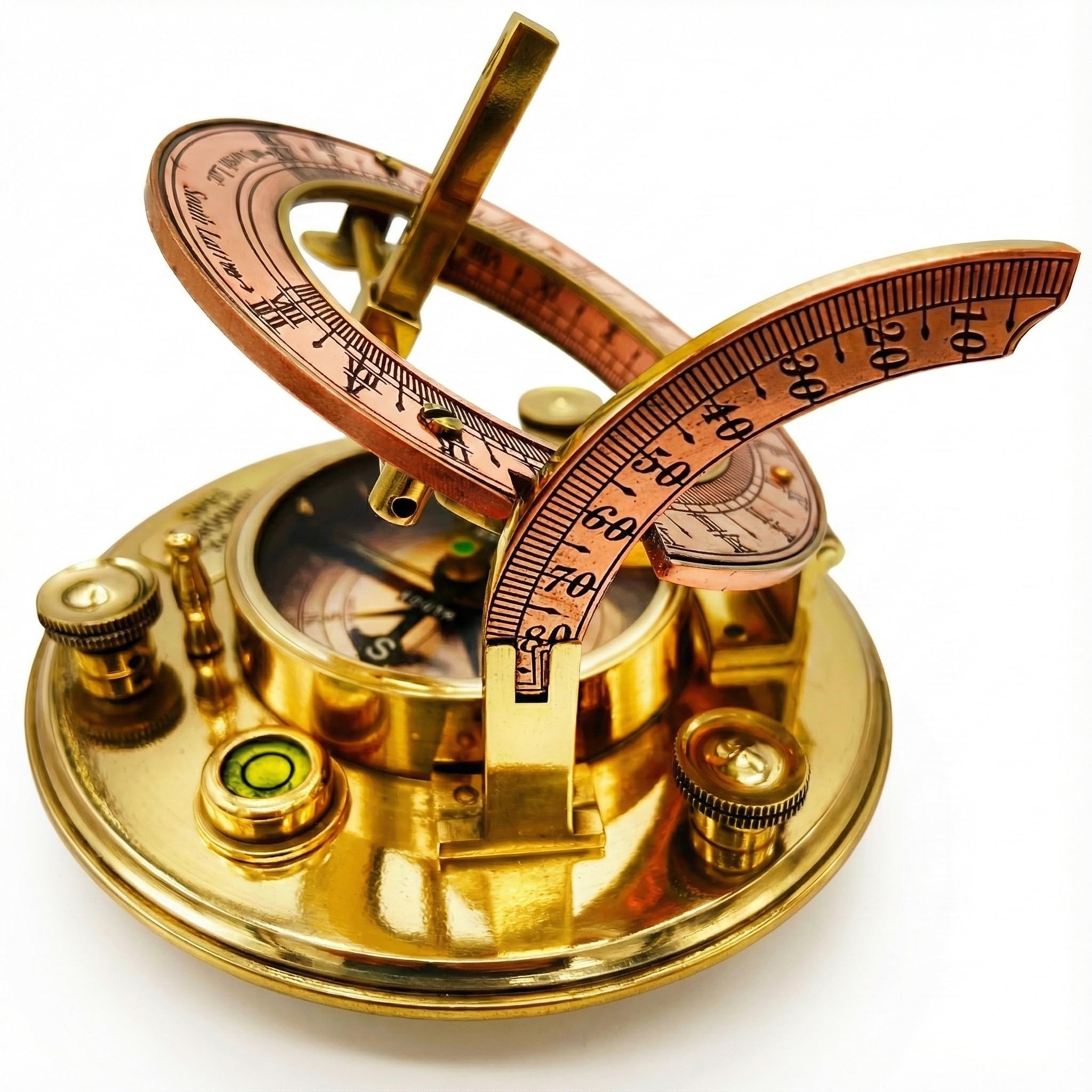 Antique Brass Sundial Compass with Leather Case view 20