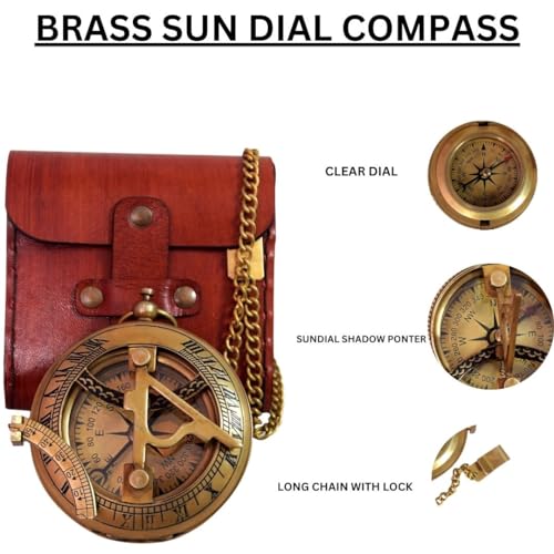 Antique Brass Sundial Compass with Presentation Box view 5