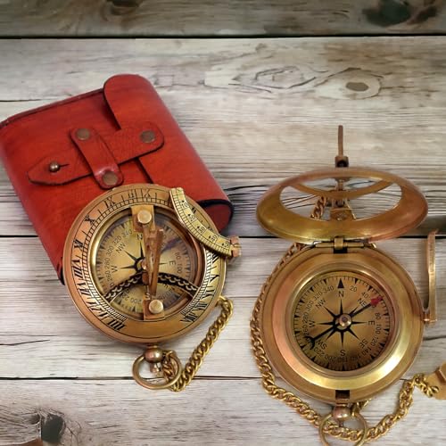 Antique Brass Sundial Compass with Presentation Box view 9
