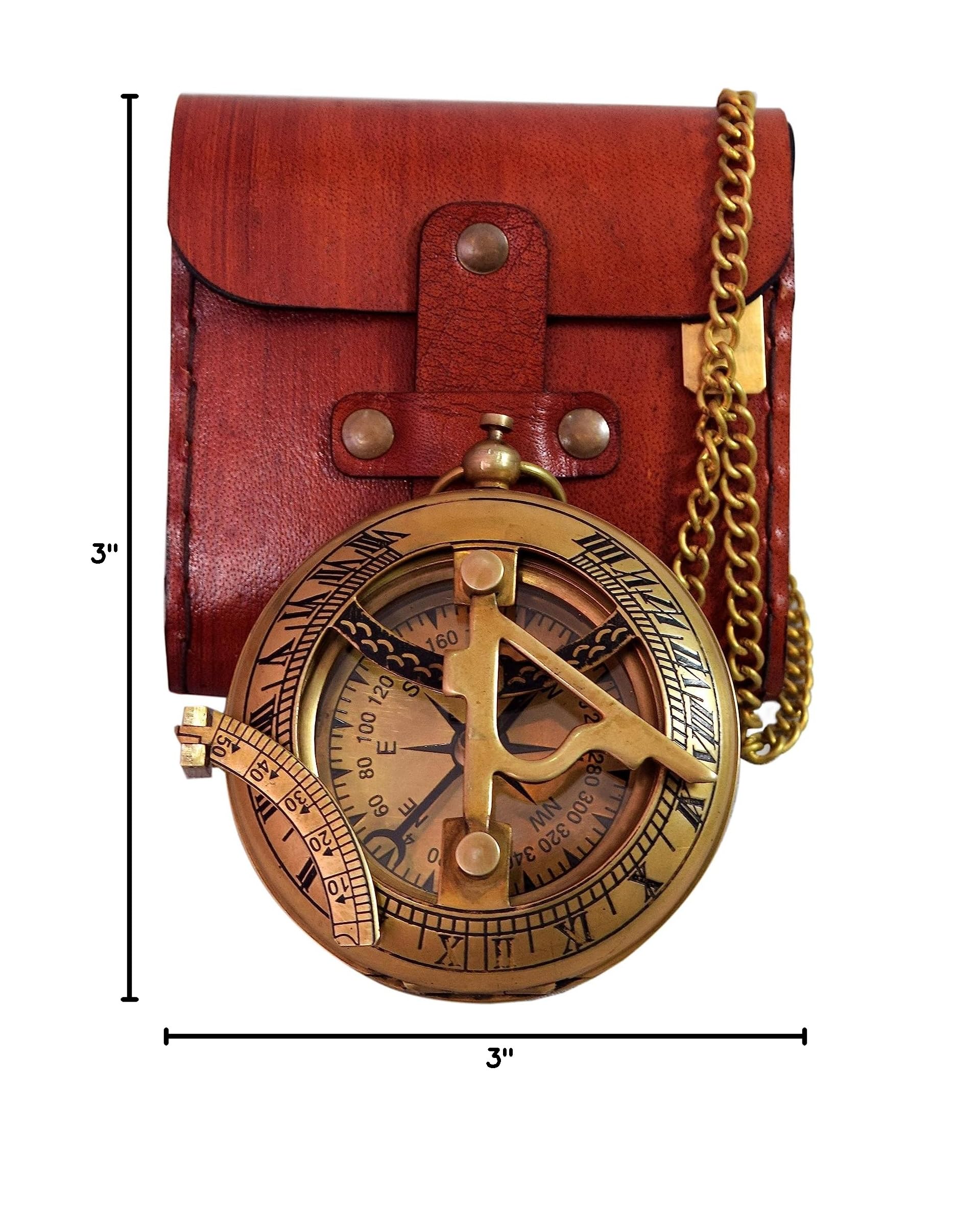 Antique Brass Sundial Compass with Presentation Box view 14