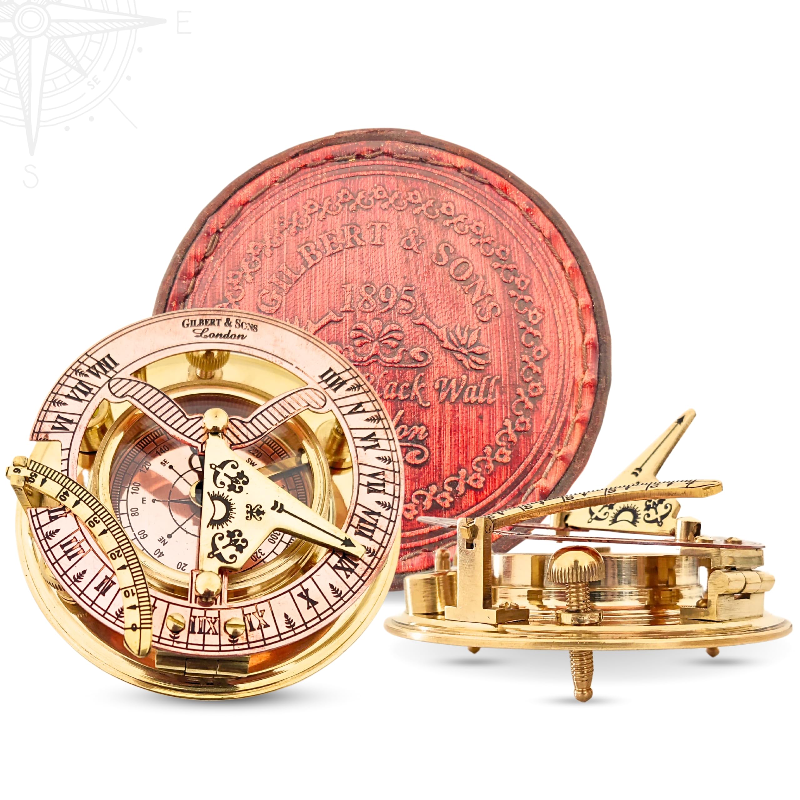 Polished Brass Sundial Compass with Presentation Box view 3