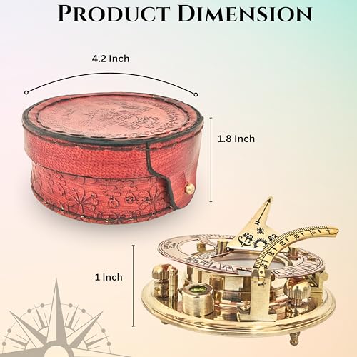 Polished Brass Sundial Compass with Presentation Box view 8