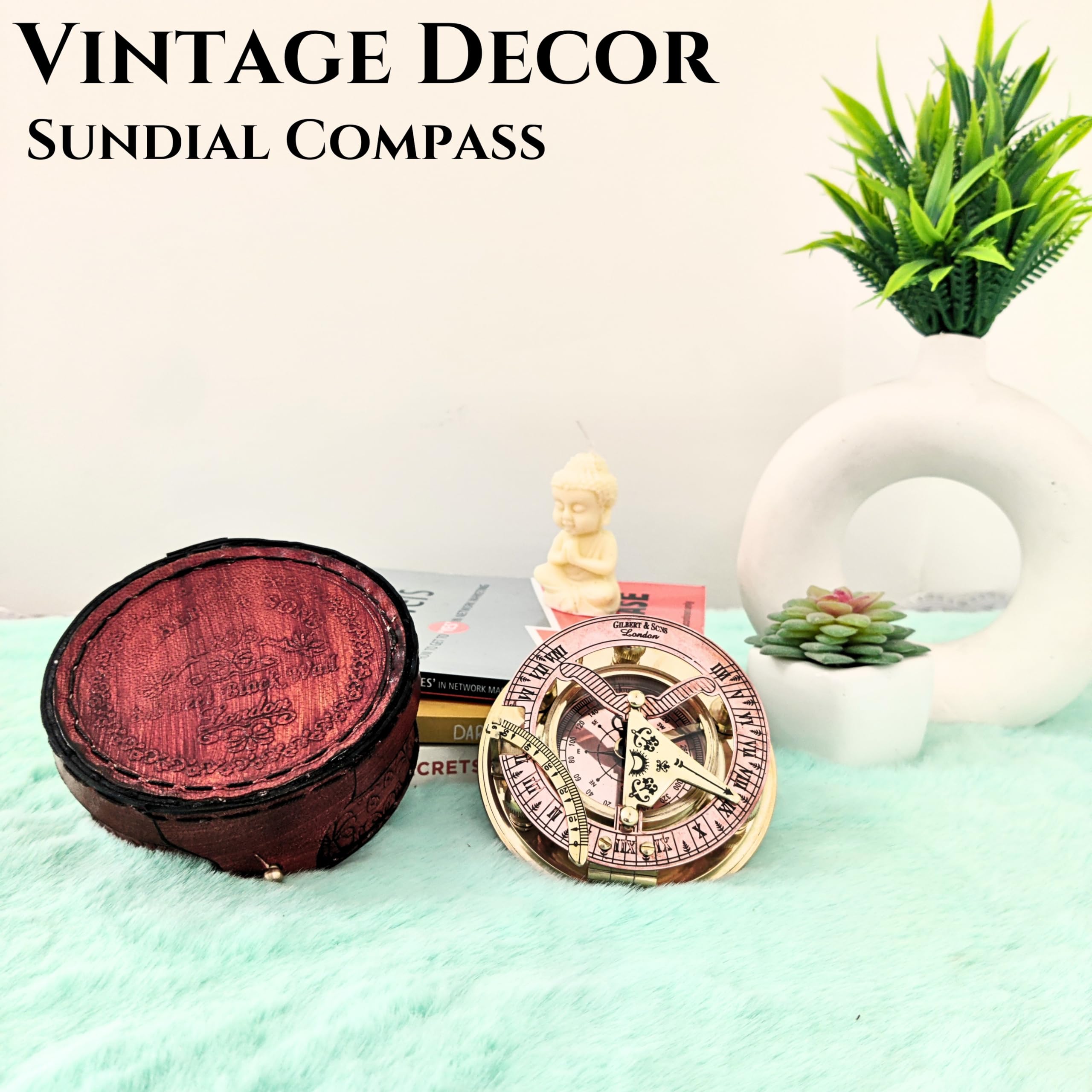 Polished Brass Sundial Compass with Presentation Box view 11
