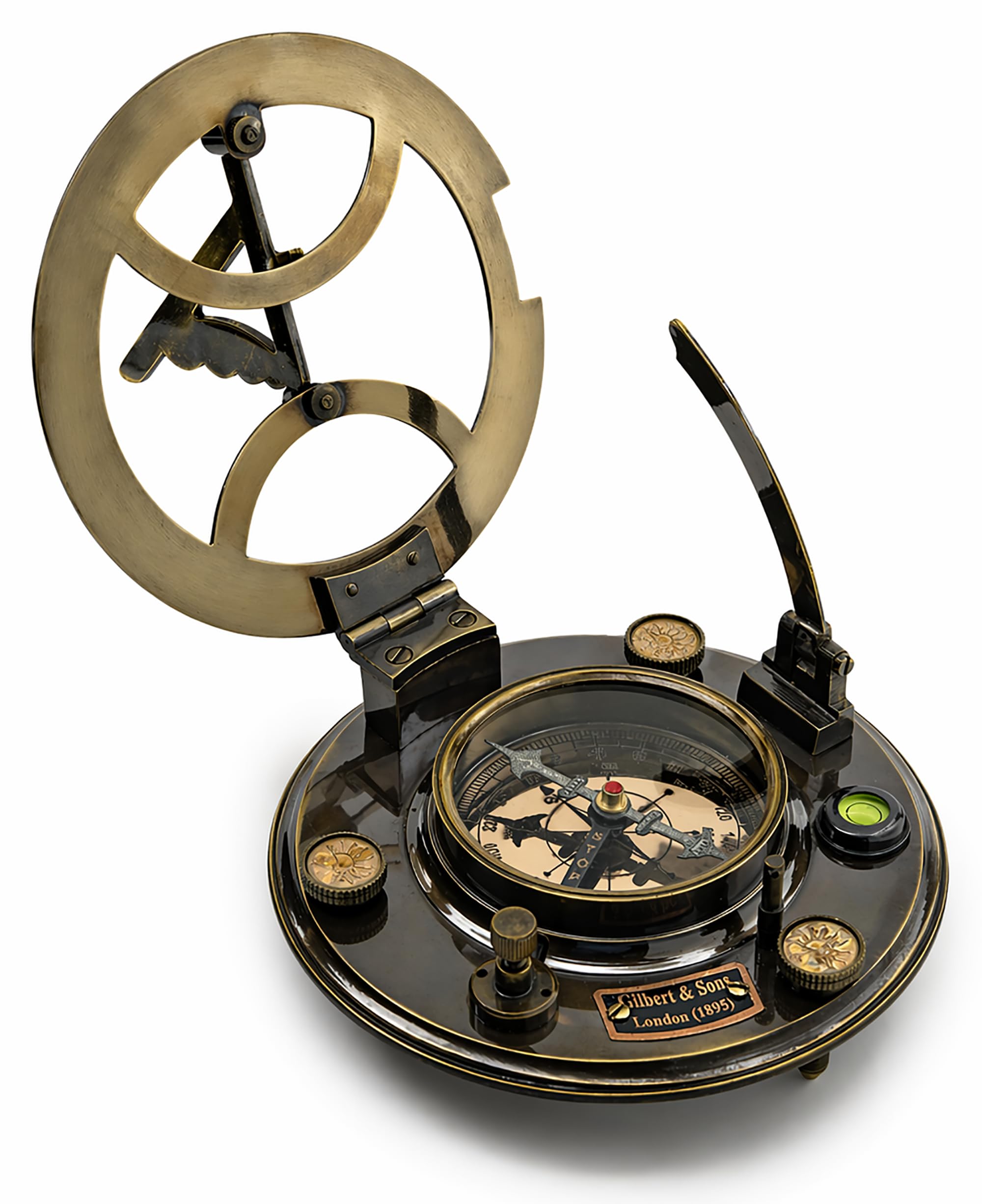 Black Antique Brass Sundial Compass with Black Wooden Presentation Box view 15