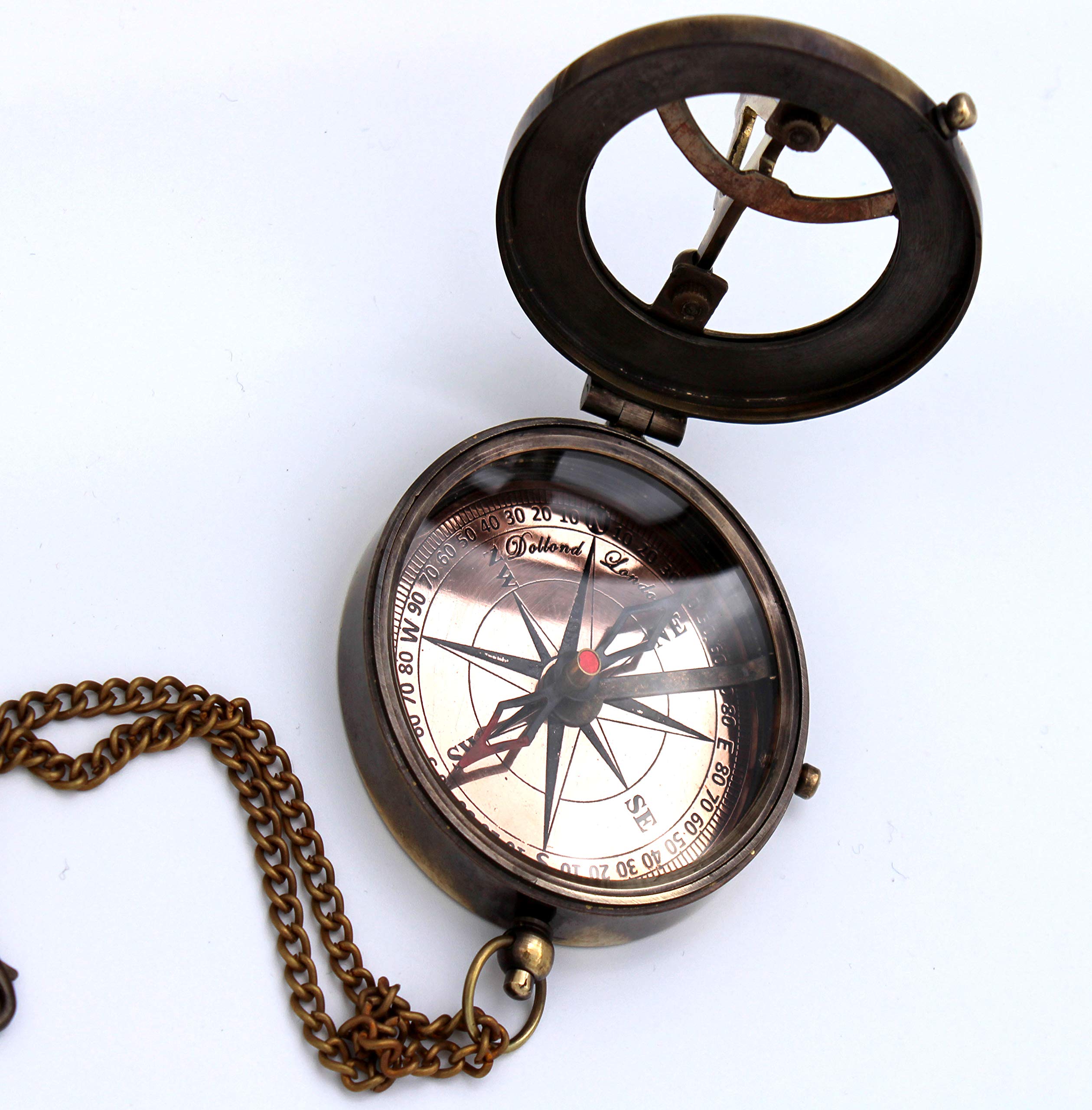 Antique Brass Sundial Compass with Rosewood Presentation Box view 8