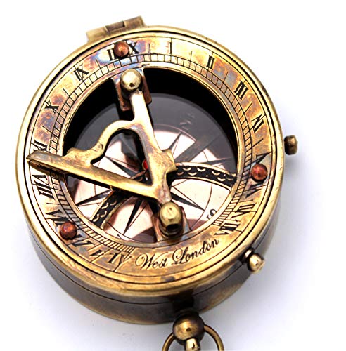 Antique Brass Sundial Compass with Rosewood Presentation Box view 11