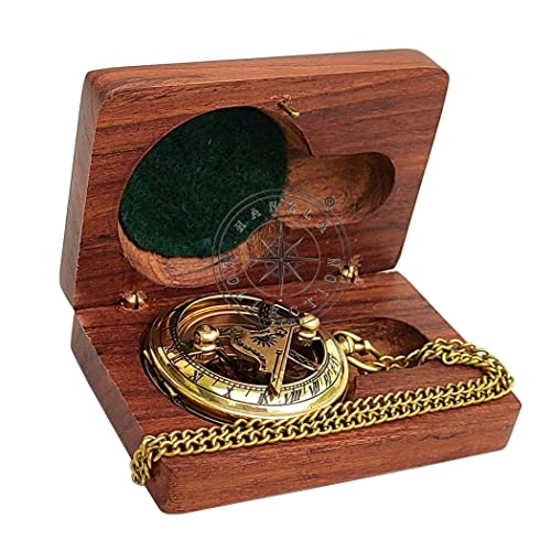 Polished Brass Sundial Compass with Fitted Wooden Presentation Box view 16