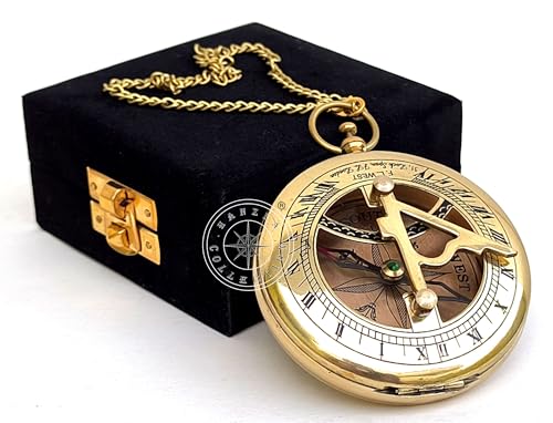 Antique Brass Sundial Compass with Velvet Box view 4