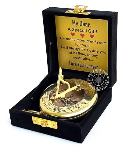 Antique Brass Sundial Compass with Velvet Box view 15