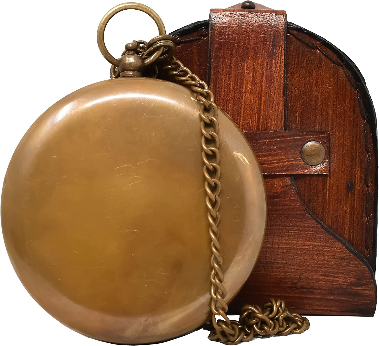 Antique Brass Sundial Compass with Leather Presentation Box view 3