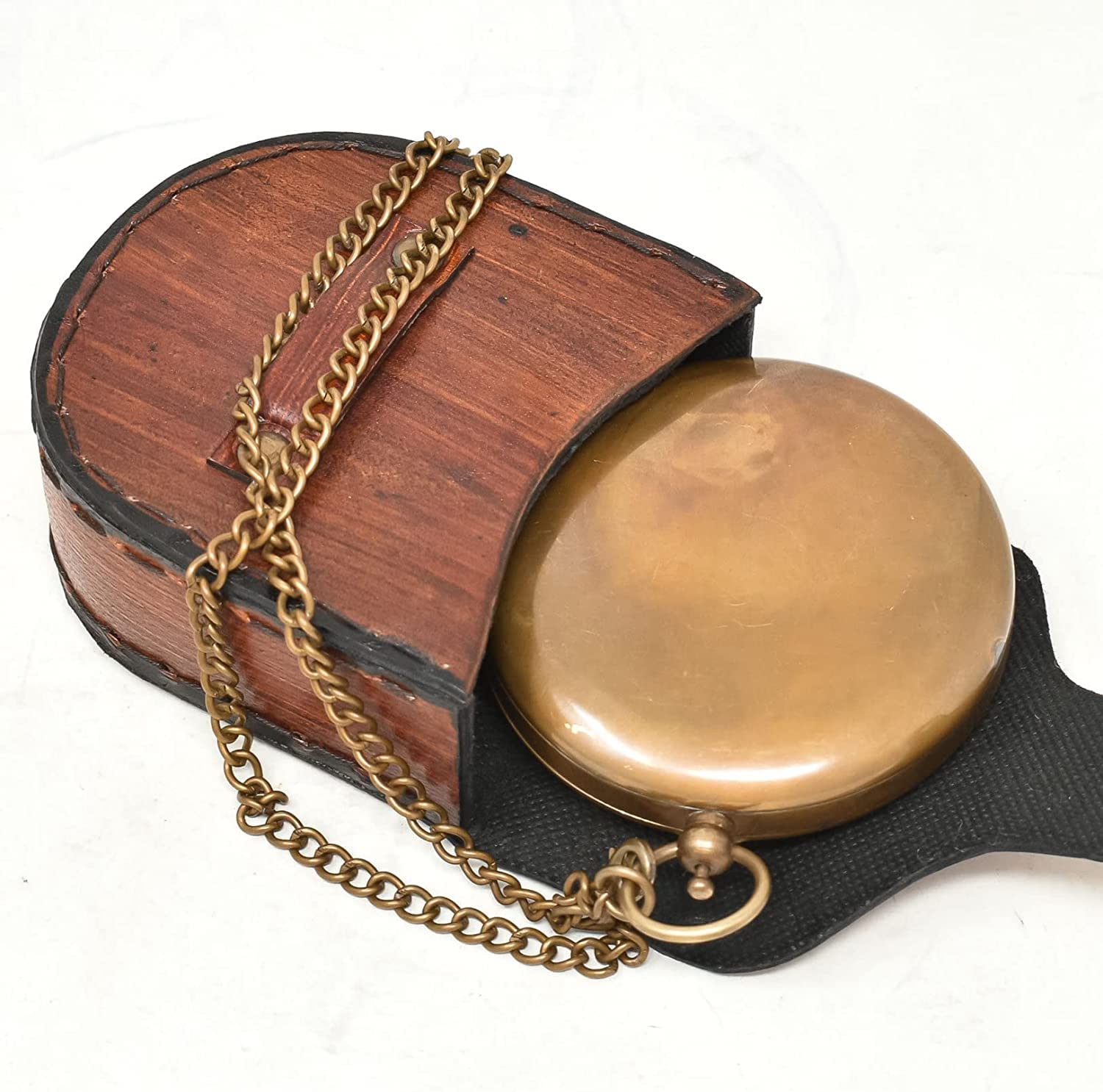 Antique Brass Sundial Compass with Leather Presentation Box view 7