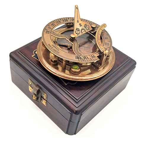 Antique Brass Sundial Compass with Presentation Box view 2