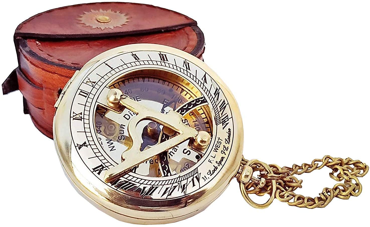 Antique Brass Sundial Compass with Presentation Box view 11