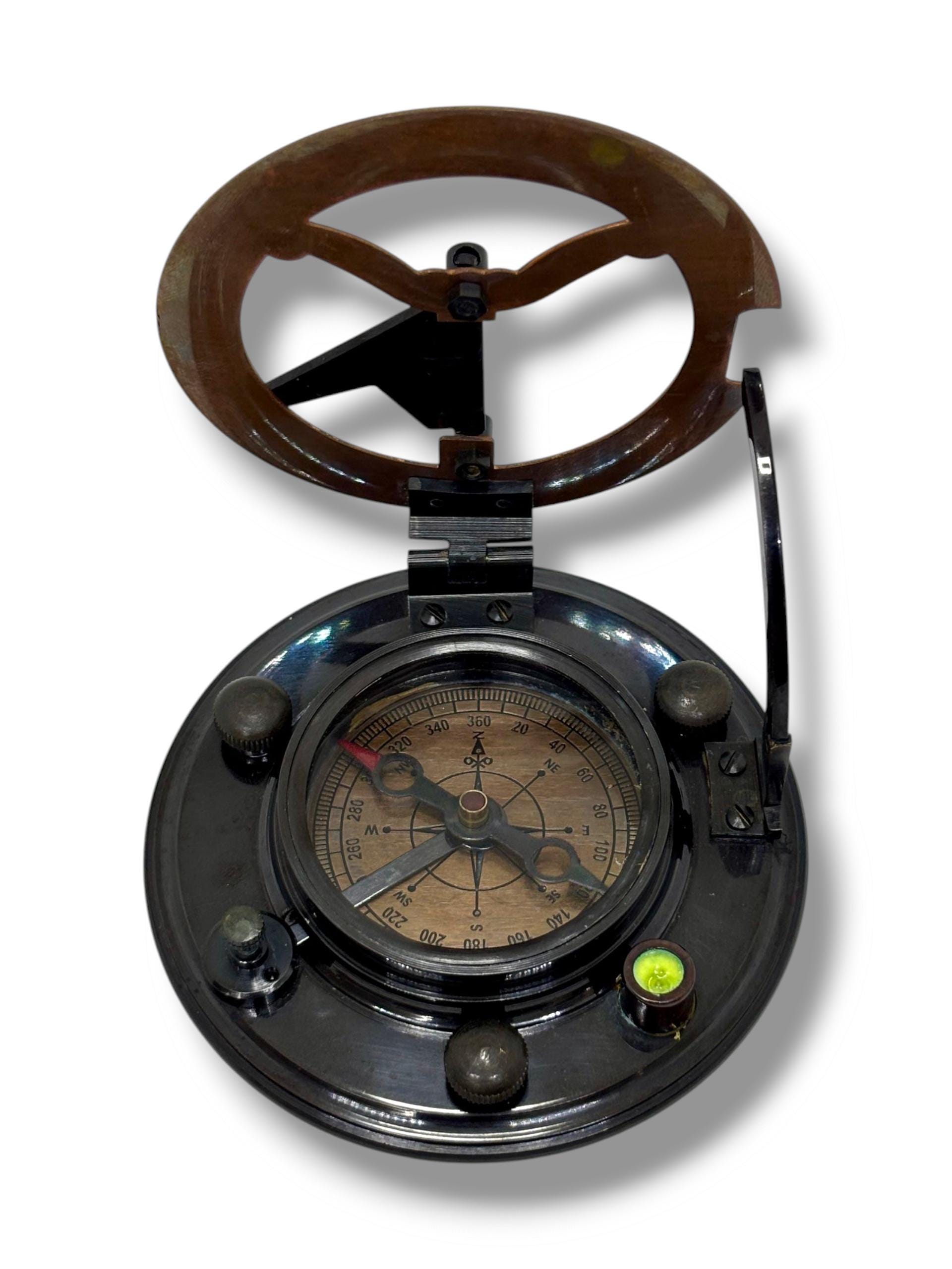 Black Antique Brass Sundial Compass with Black Wooden Presentation Box view 8