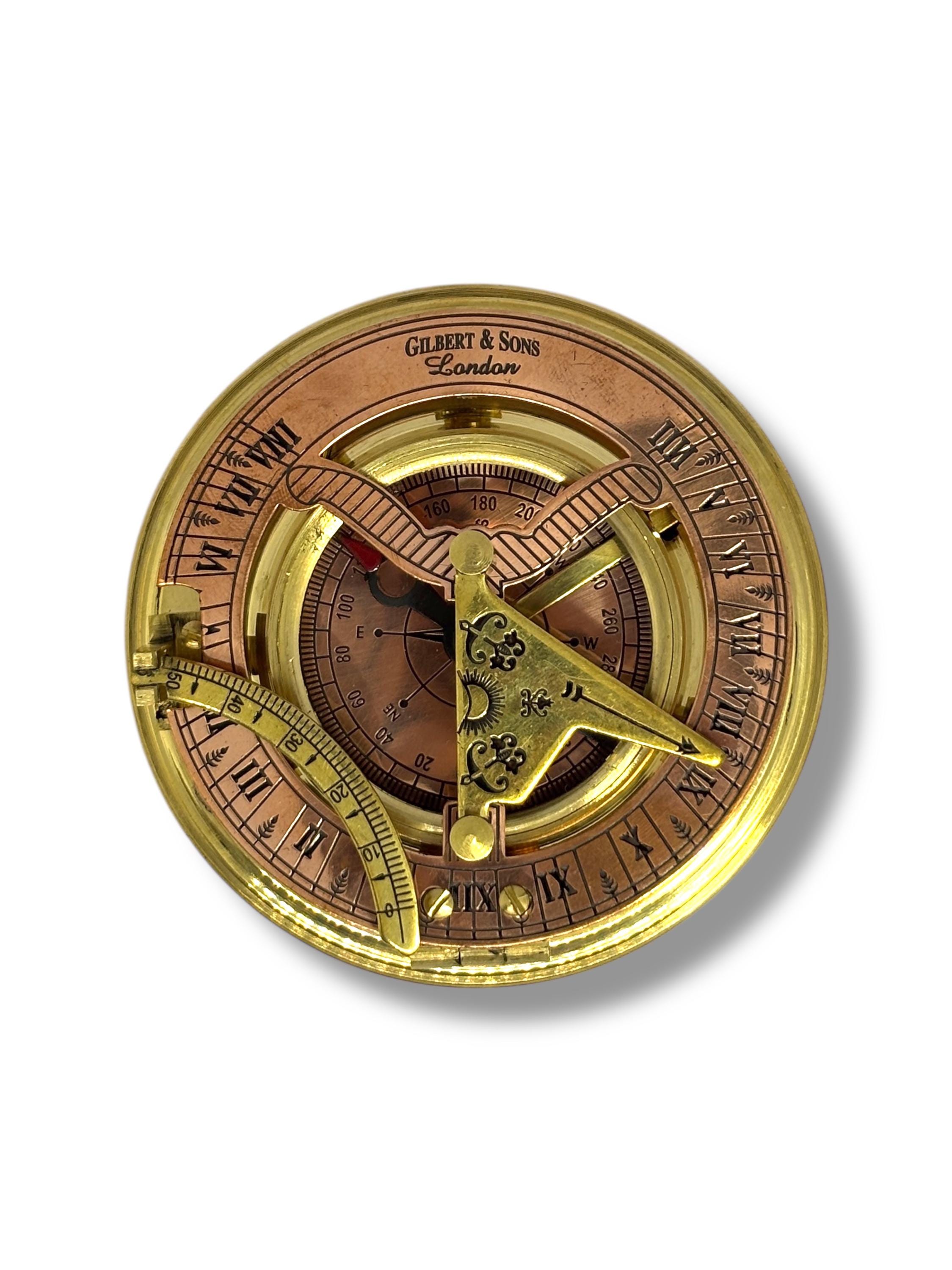 Black Antique Brass Sundial Compass with Black Wooden Presentation Box view 7