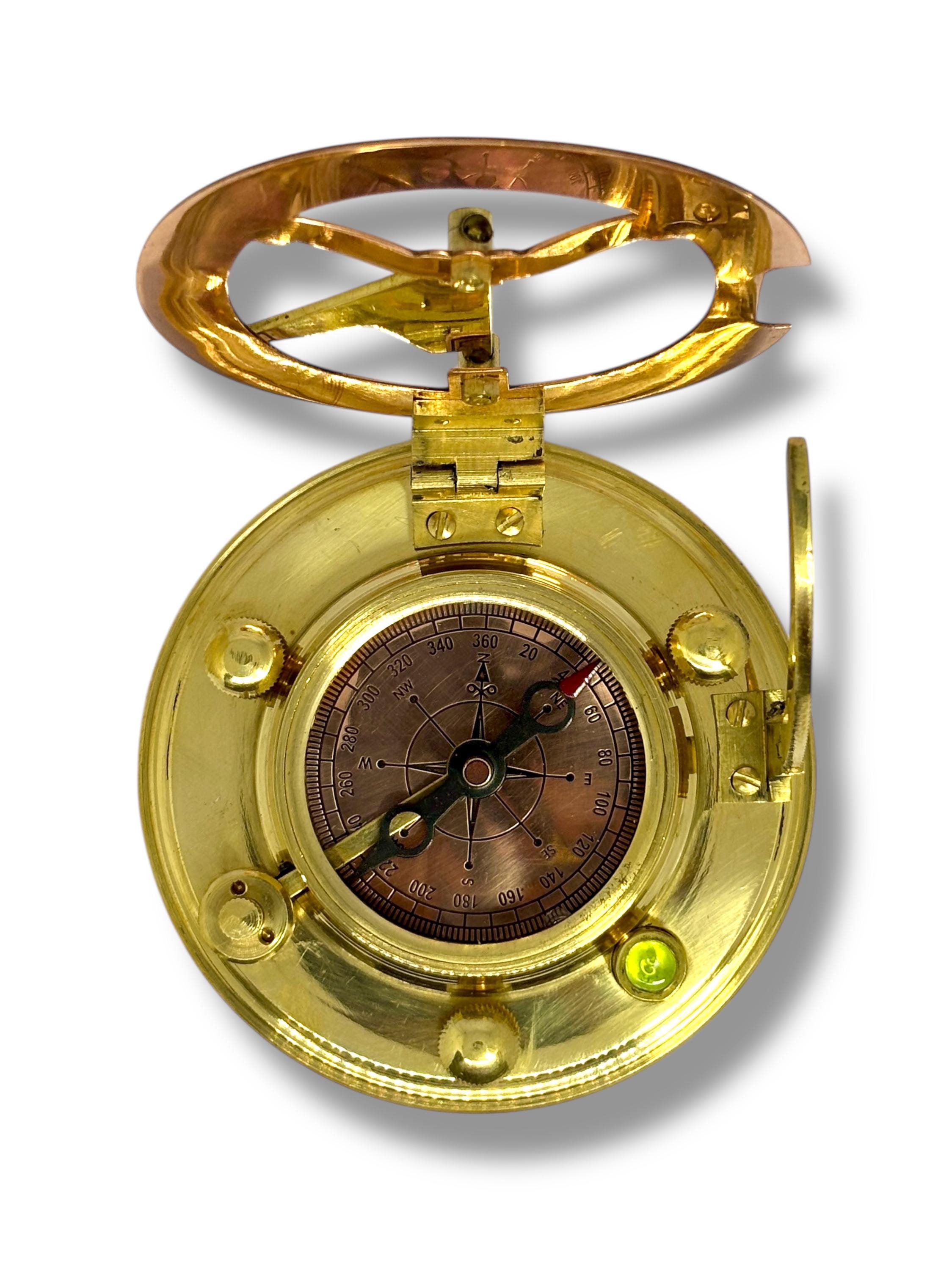 Black Antique Brass Sundial Compass with Black Wooden Presentation Box view 10