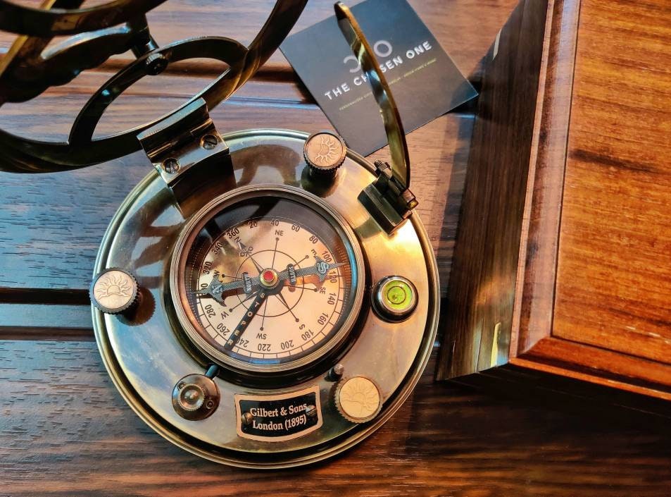 Antique Brass Sundial Compass with Presentation Box view 3