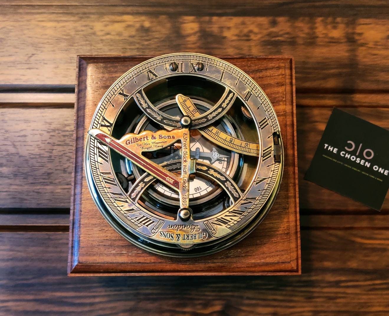 Antique Brass Sundial Compass with Presentation Box view 9