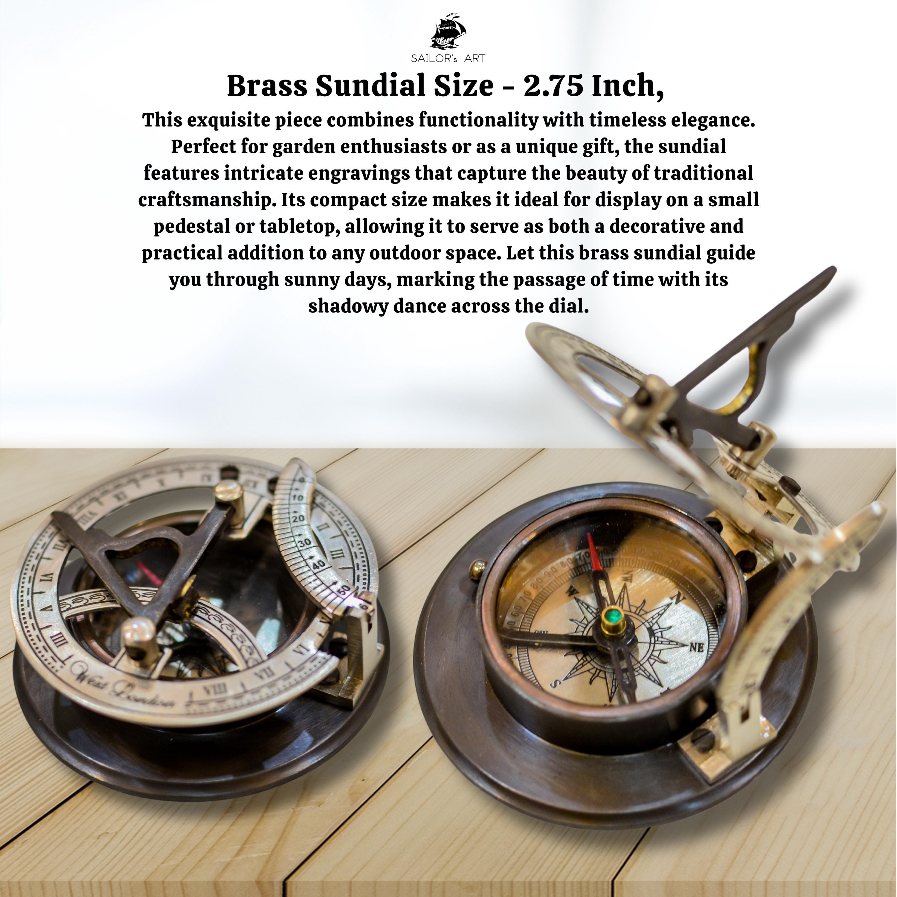 Black Antique Brass Sundial Compass with Black Wooden Presentation Box view 8