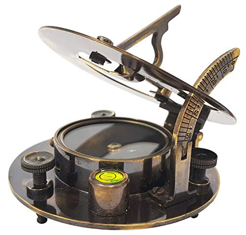 Antique Brass Sundial Compass with Wooden Box view 8