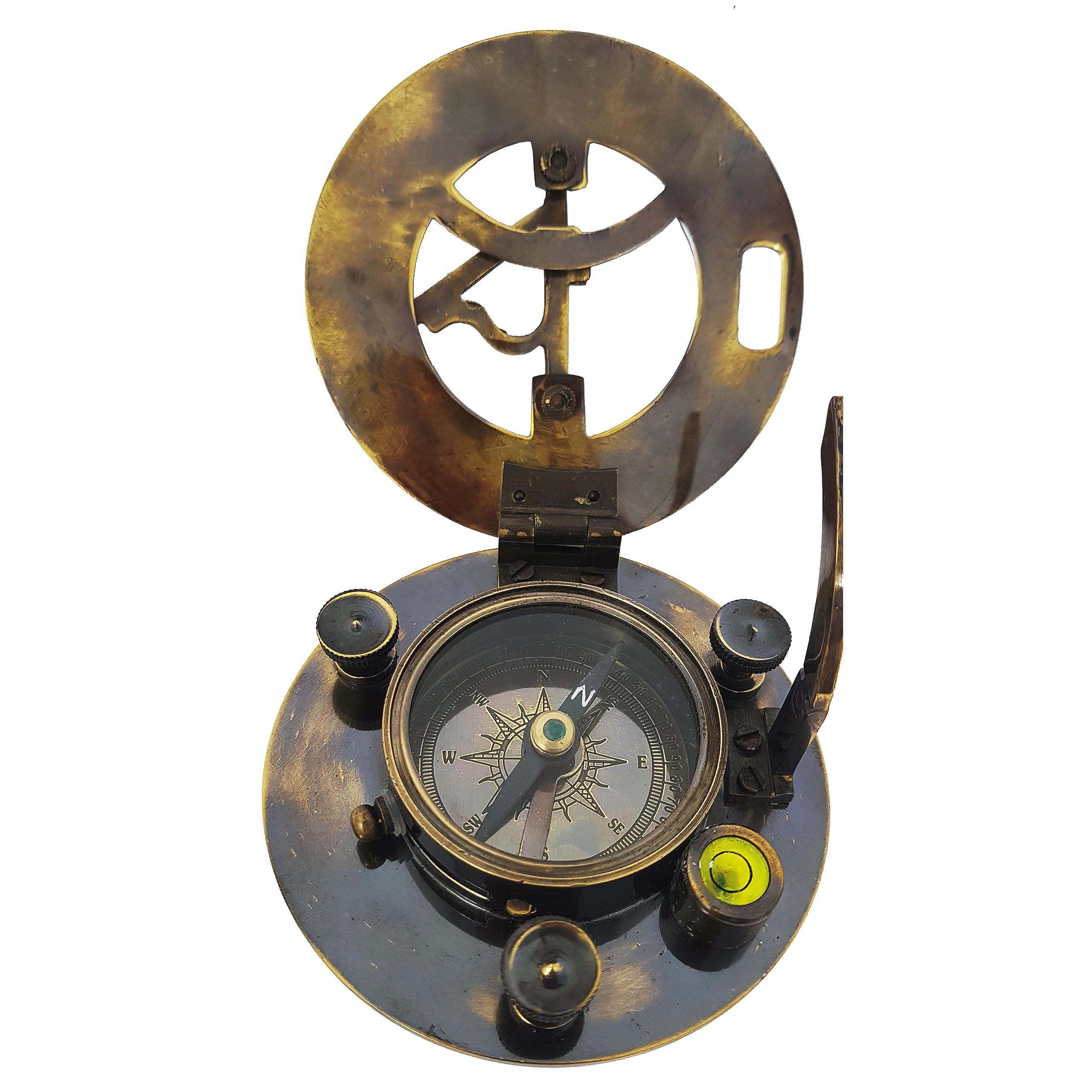 Antique Brass Sundial Compass with Wooden Box view 13