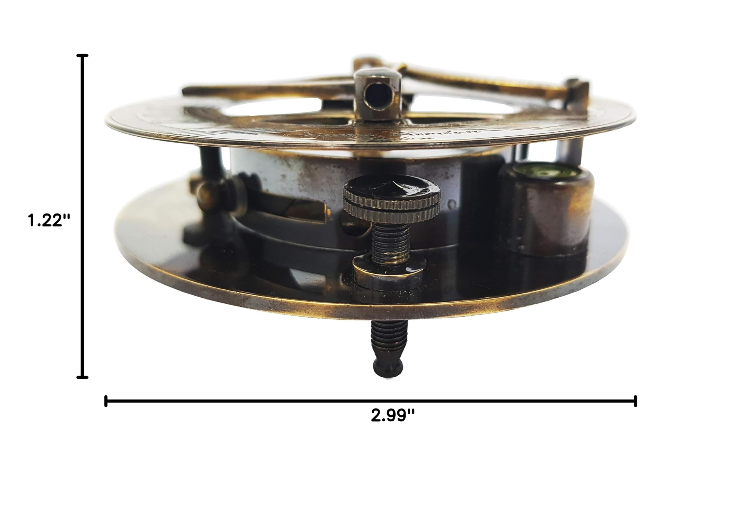 Antique Brass Sundial Compass with Wooden Box view 17