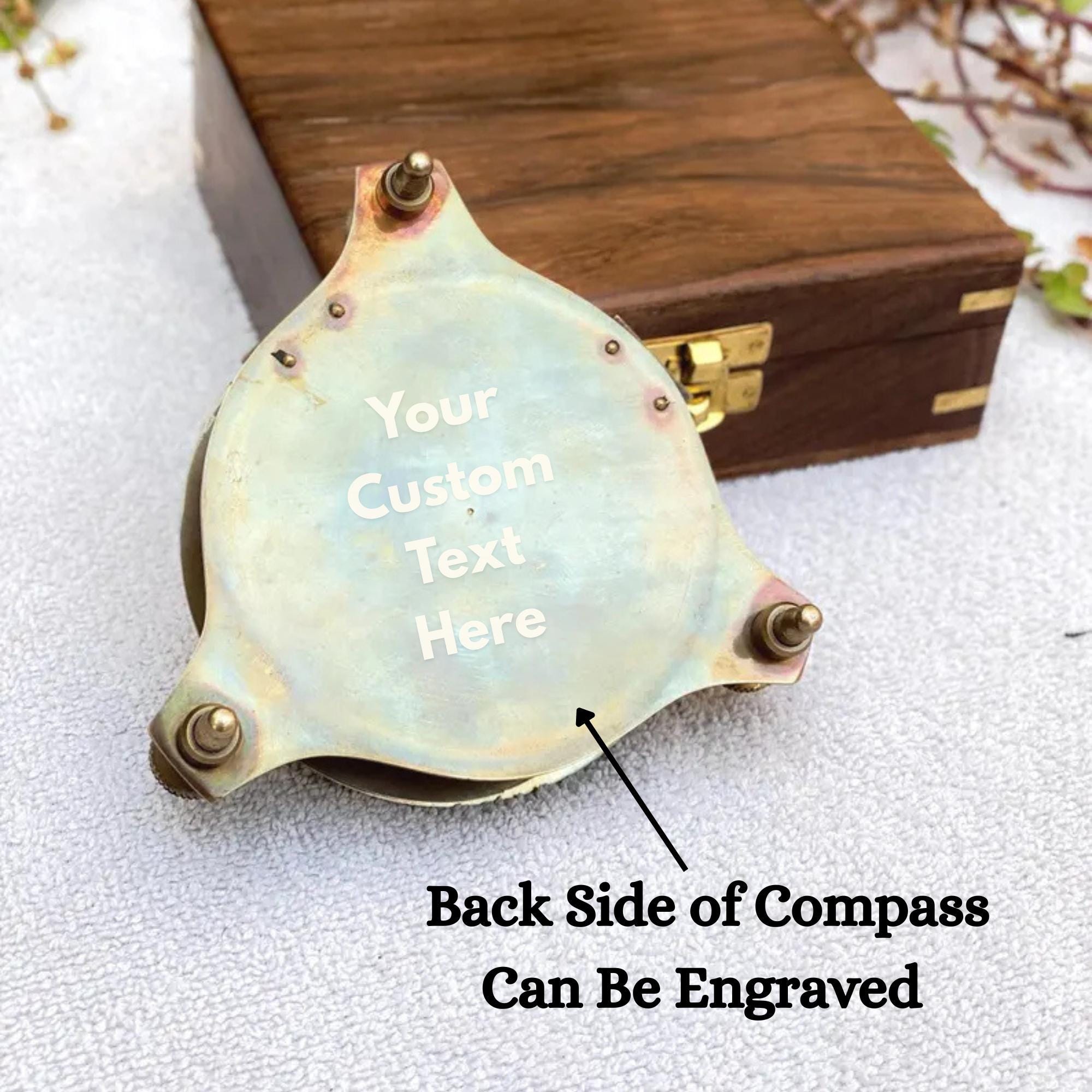 Antique Brass Sundial Compass with Rosewood Presentation Box view 4