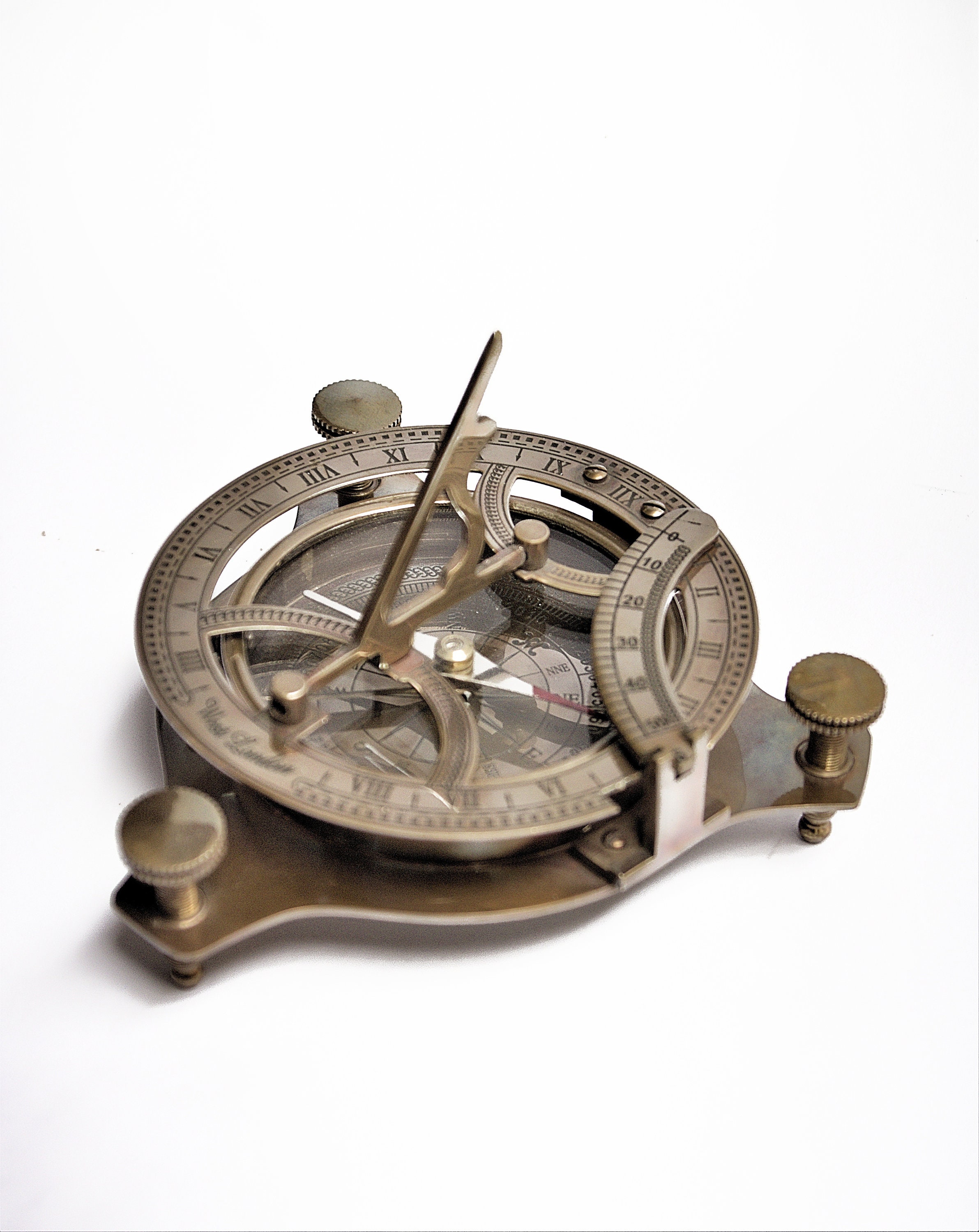 Antique Brass Sundial Compass with Rosewood Presentation Box view 6