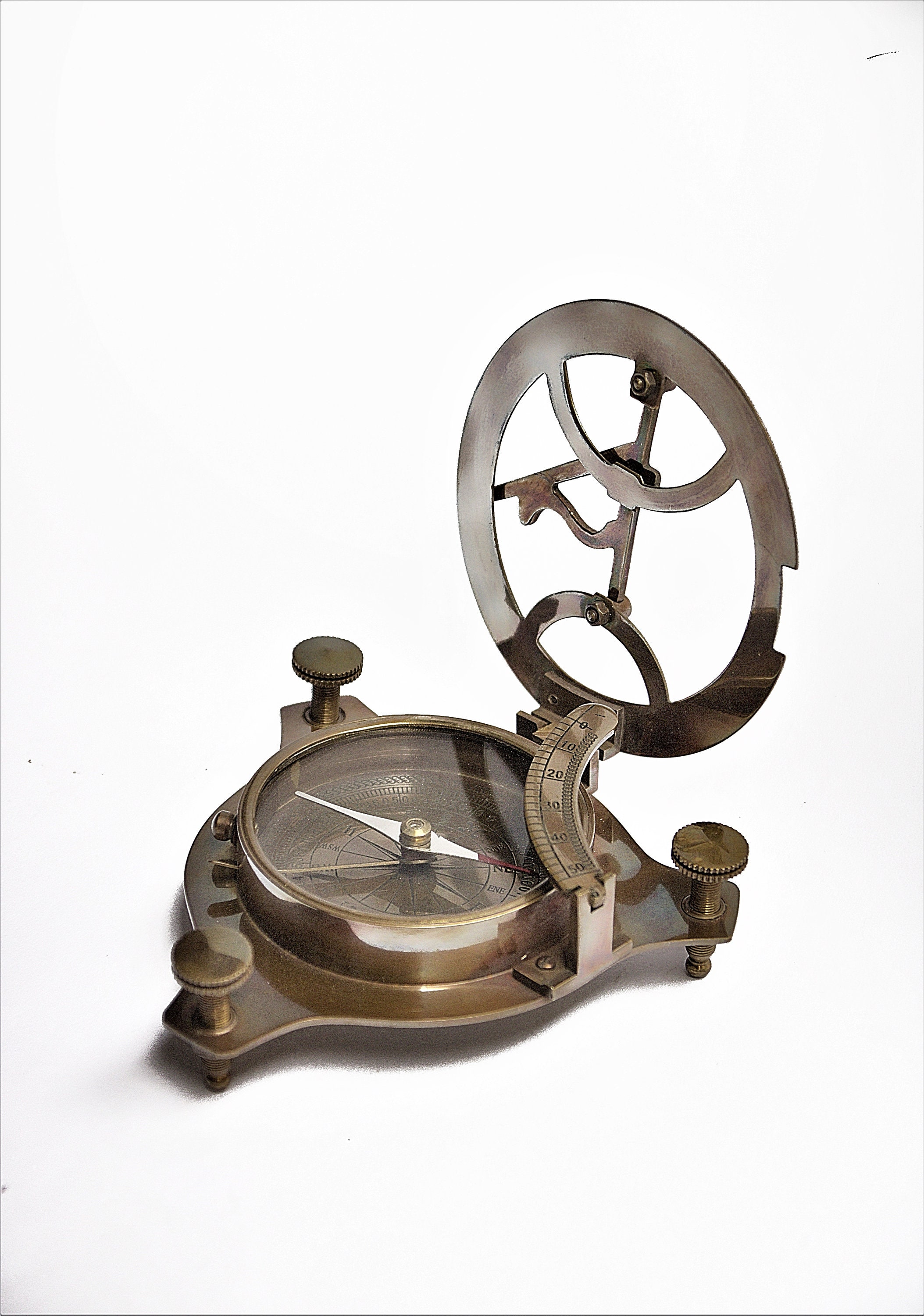 Antique Brass Sundial Compass with Rosewood Presentation Box view 9
