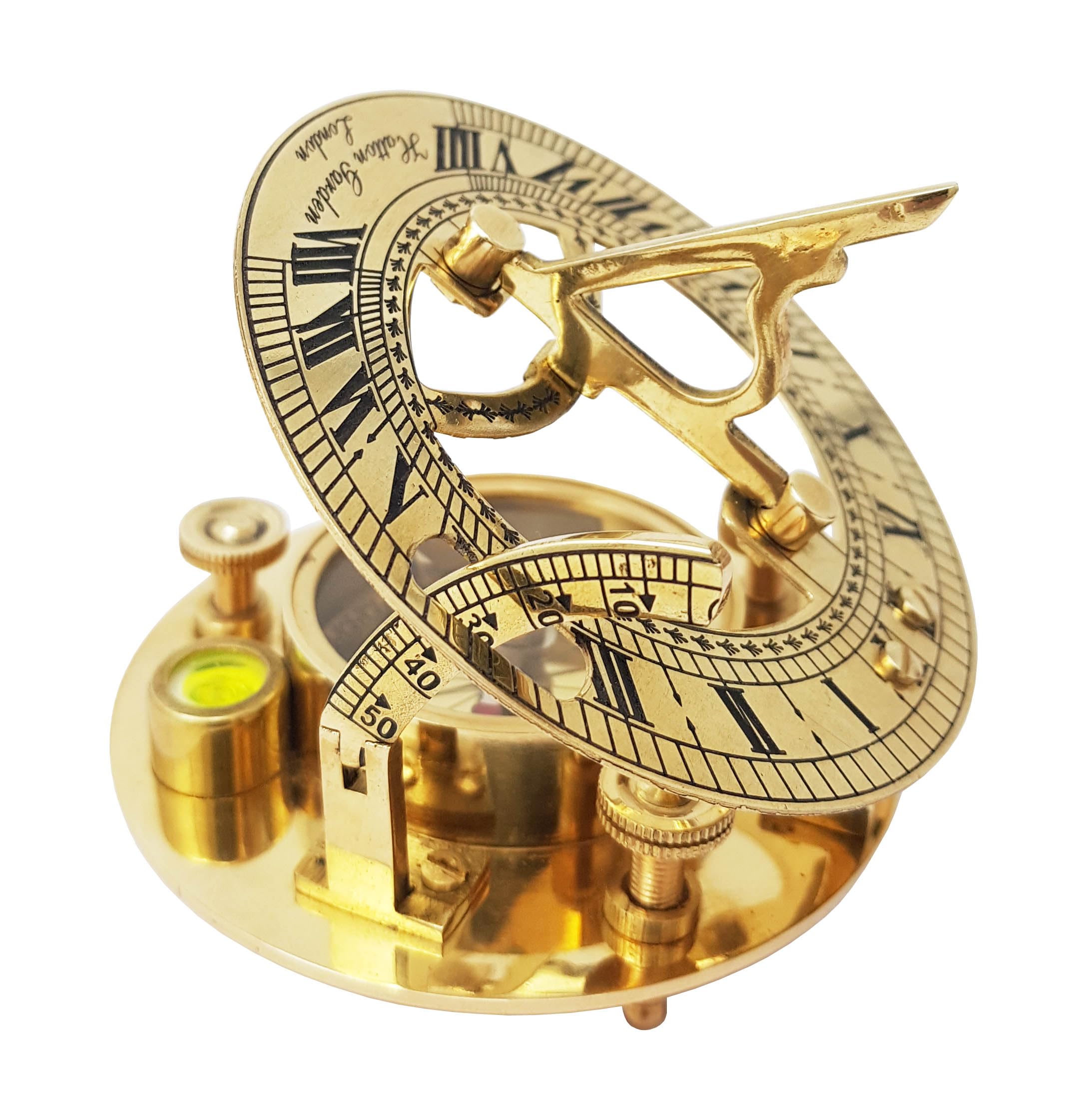 Antique Brass Sundial Compass with Leather Case view 8