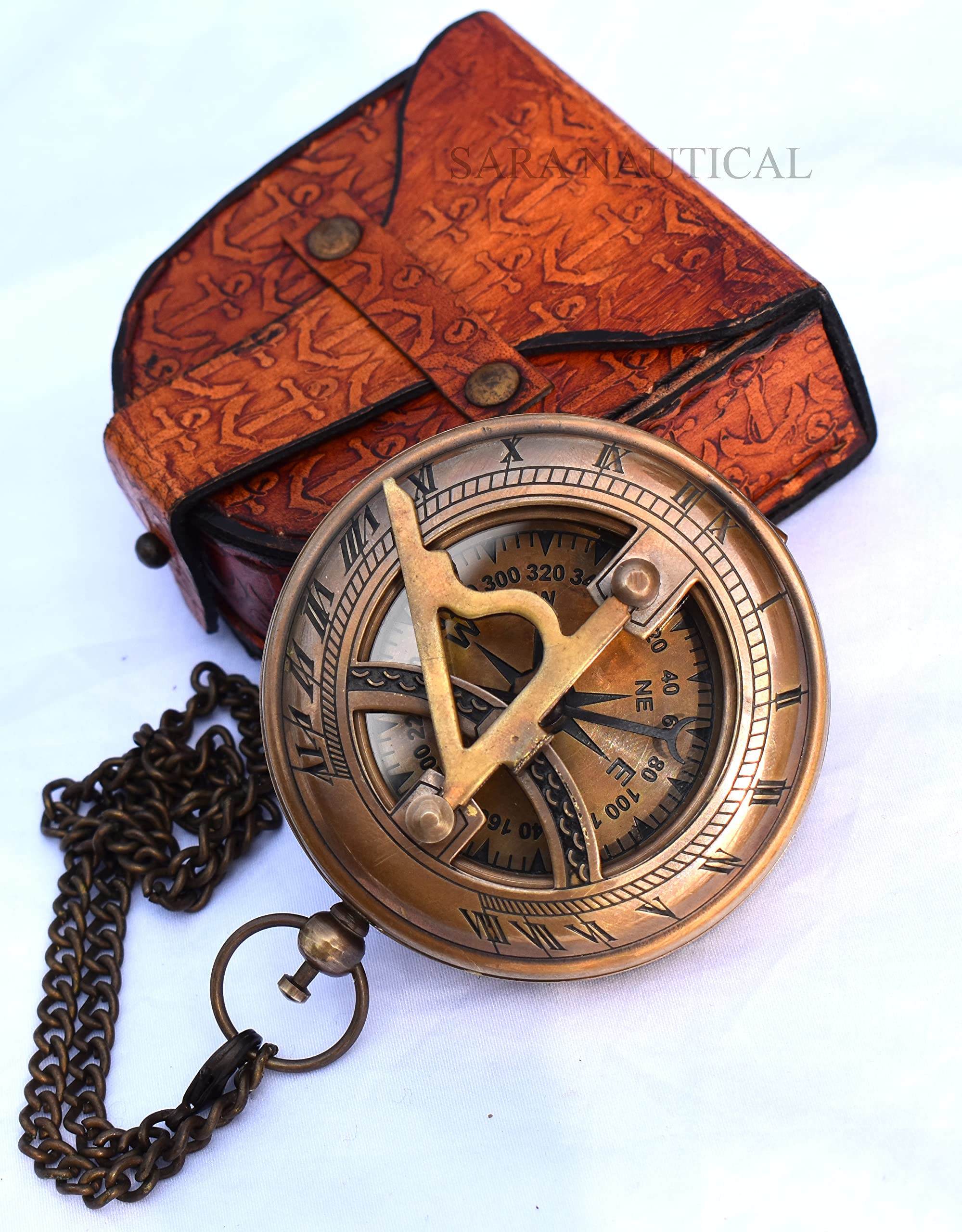 Antique Brass Sundial Compass with Presentation Box view 2