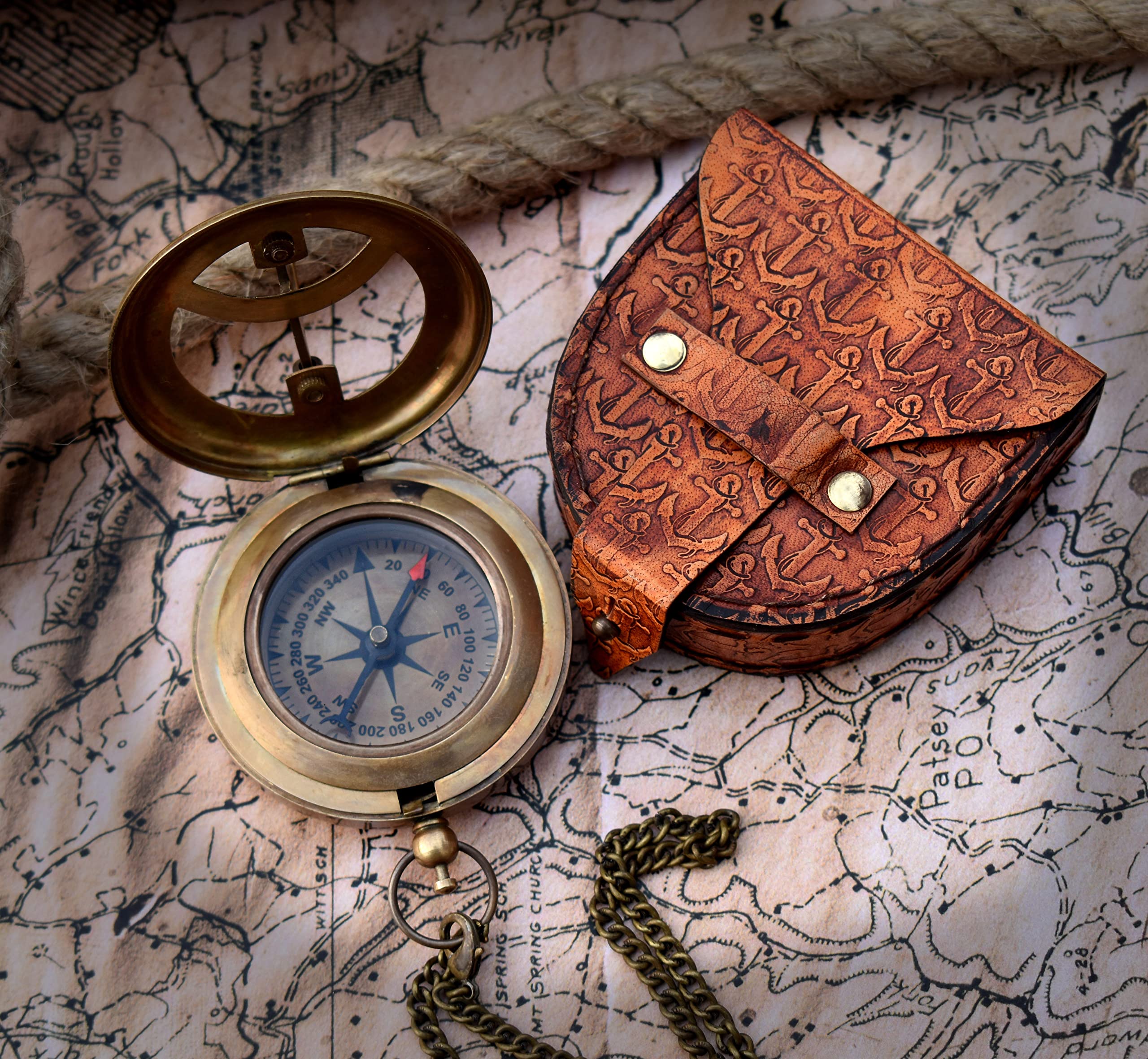 Antique Brass Sundial Compass with Presentation Box view 4