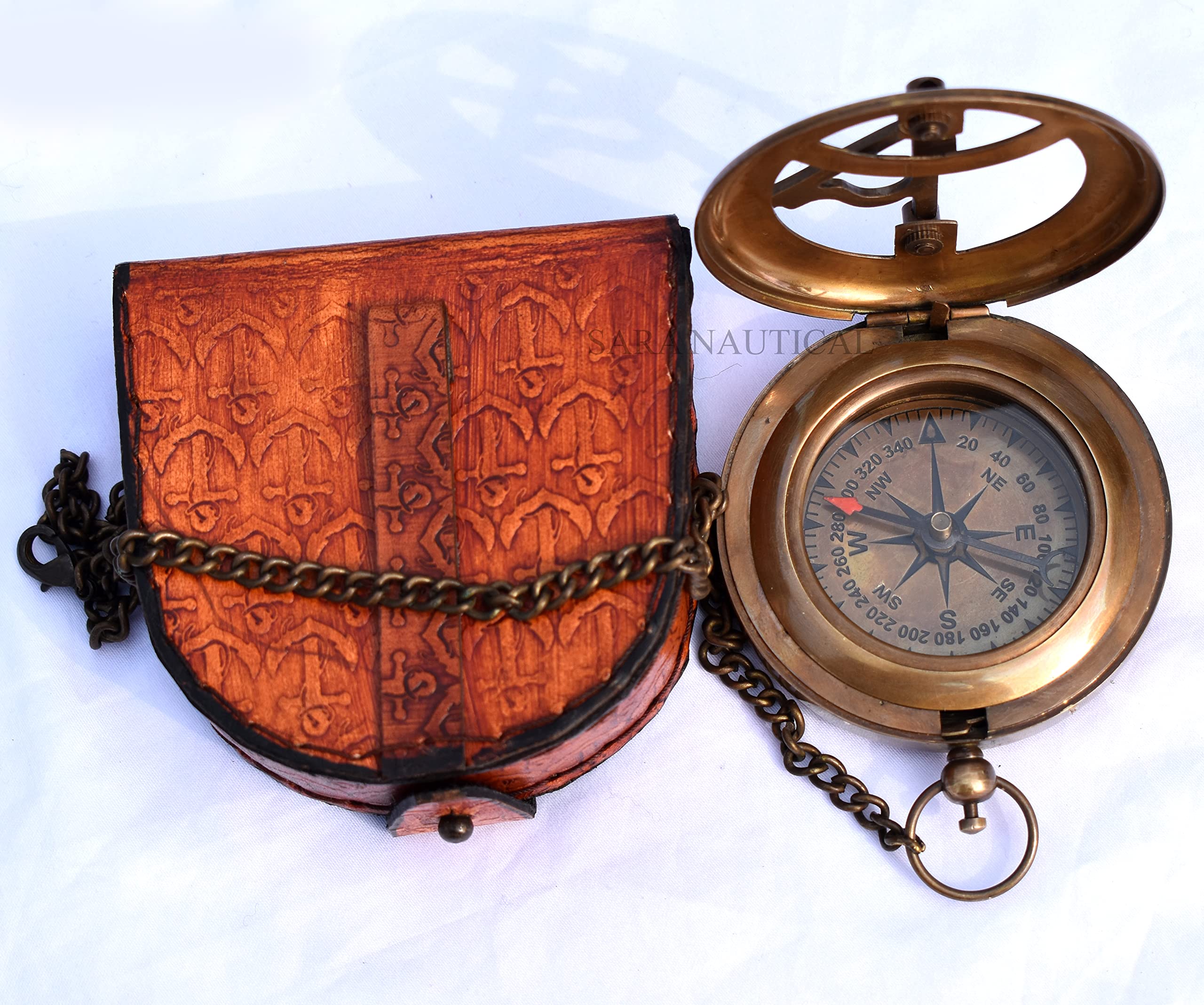 Antique Brass Sundial Compass with Presentation Box view 6