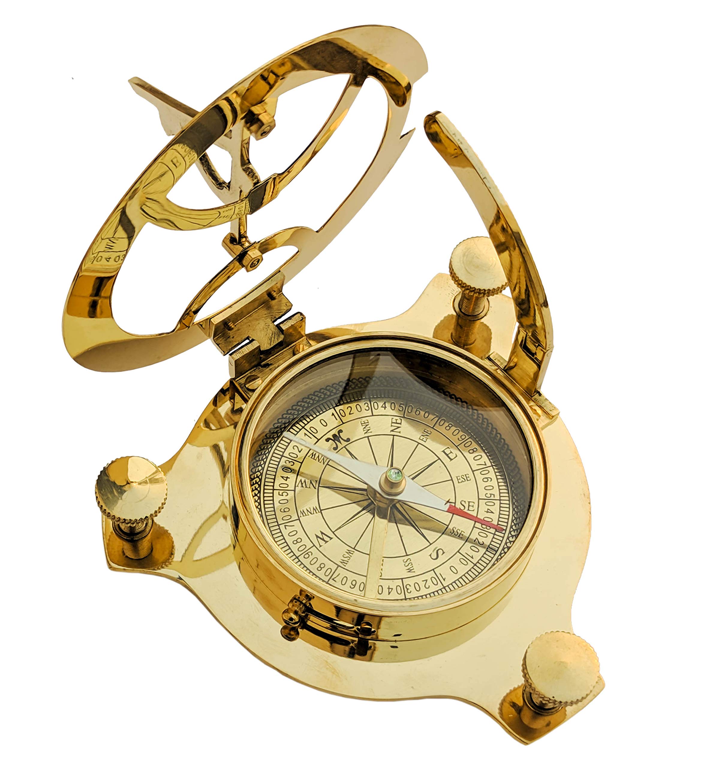 Polished Brass Sundial Compass, No Case view 5