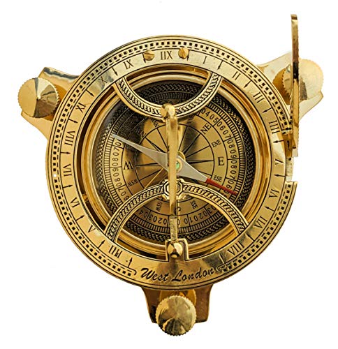 Polished Brass Sundial Compass, No Case view 8