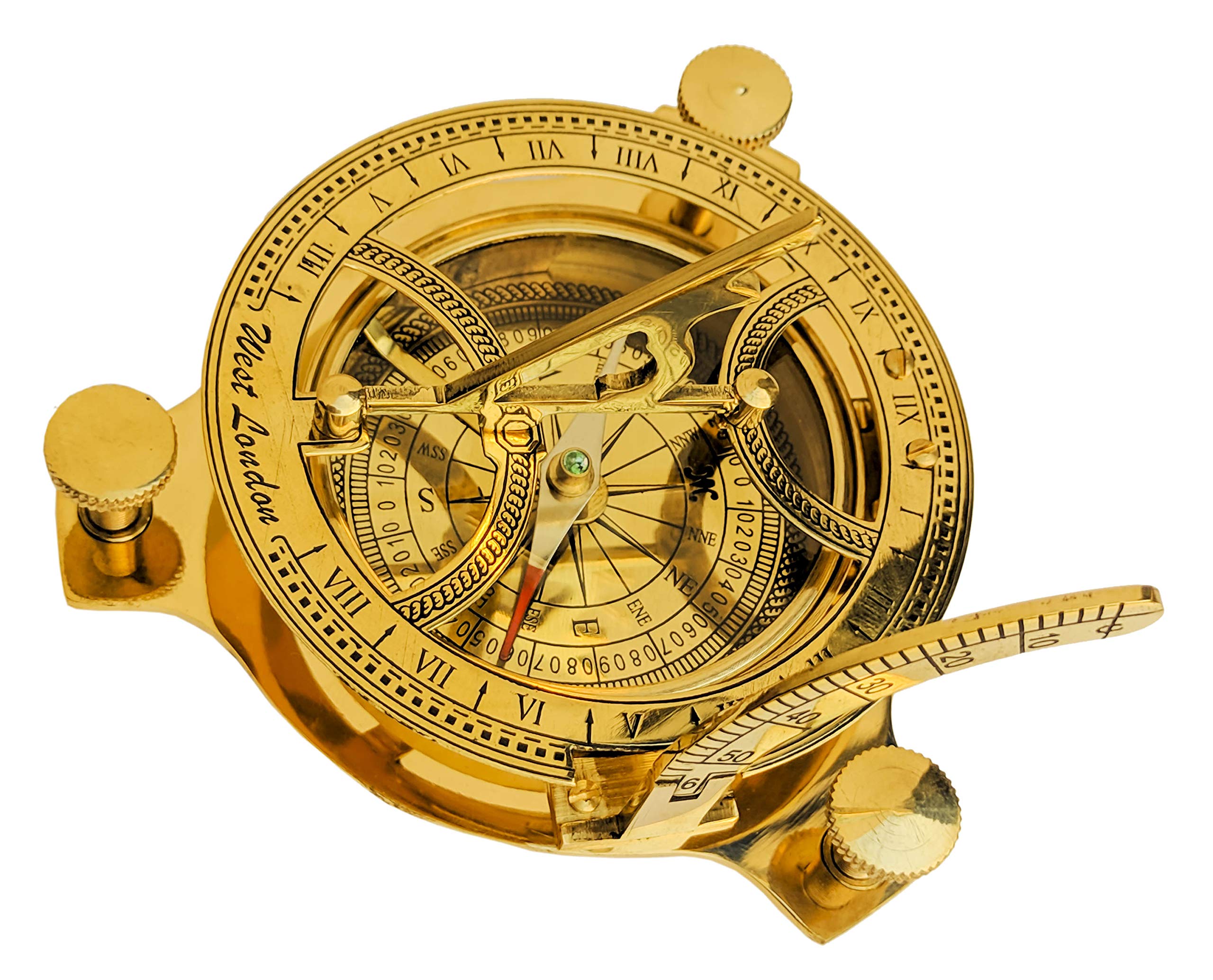 Polished Brass Sundial Compass, No Case view 9