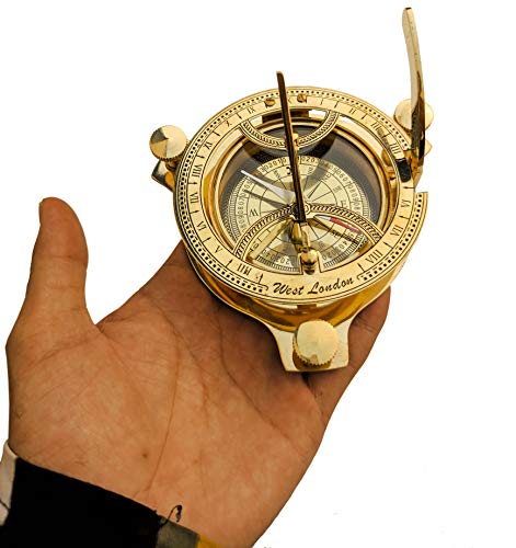 Polished Brass Sundial Compass, No Case view 12