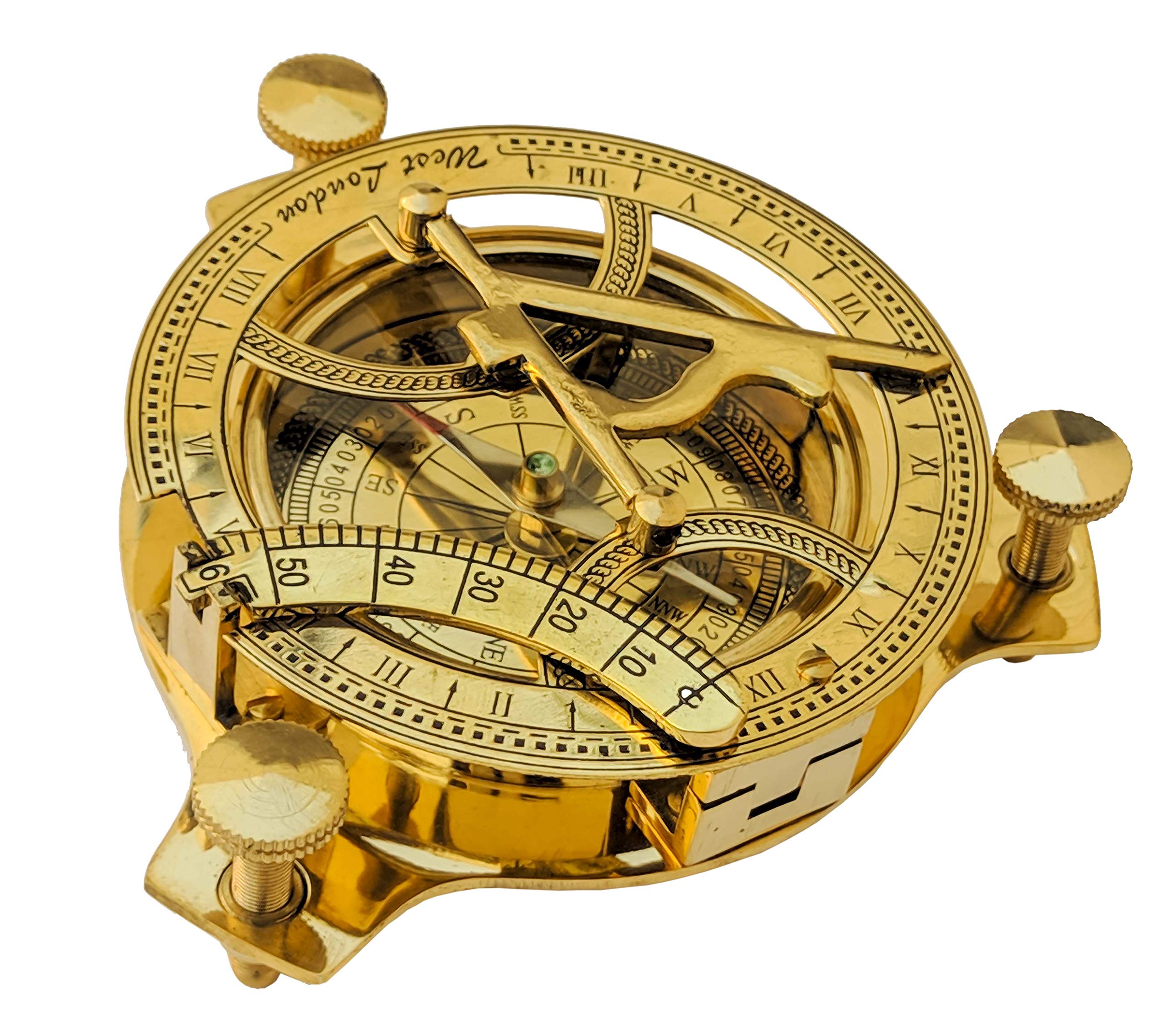 Polished Brass Sundial Compass, No Case view 13