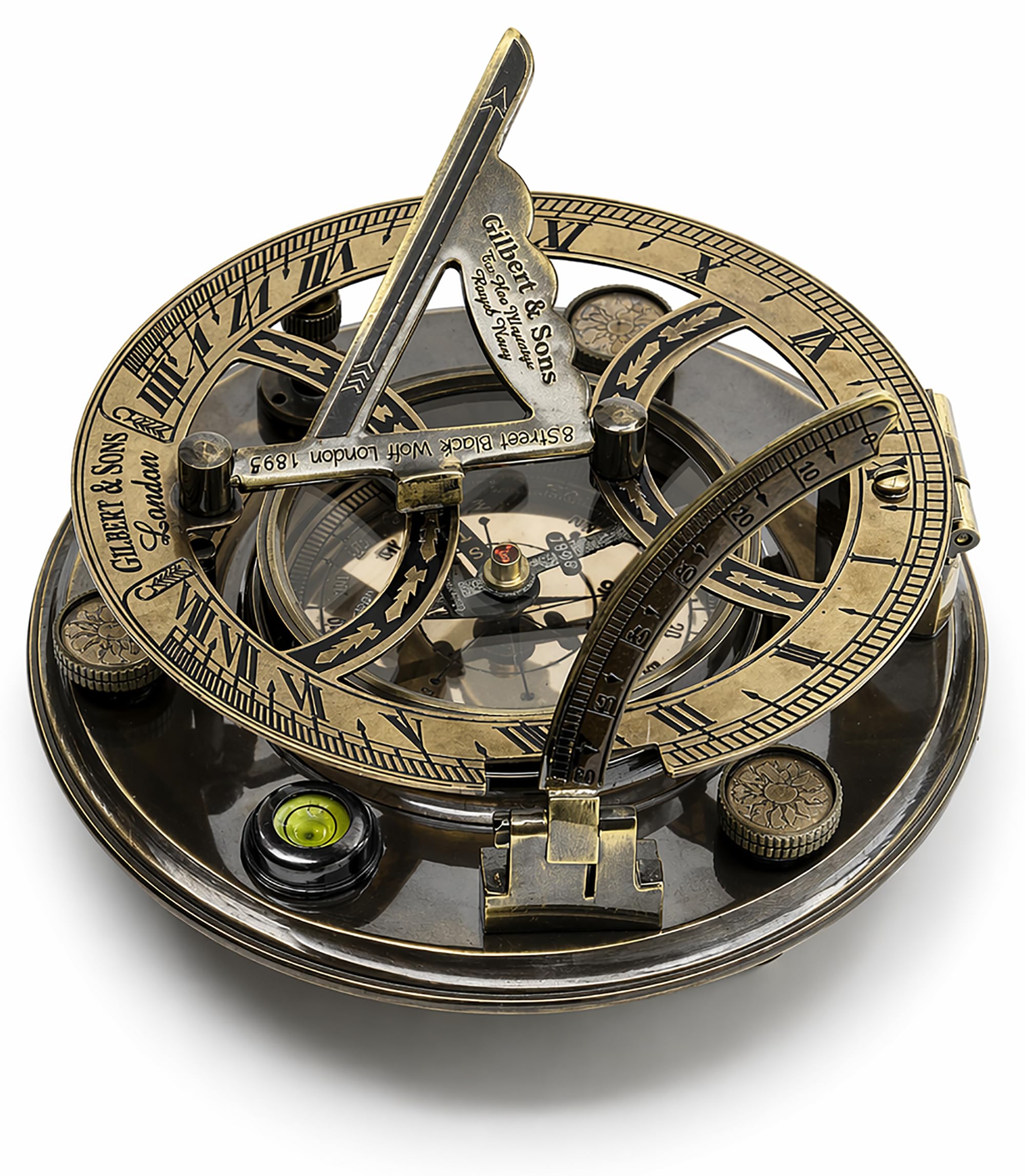 Antique Brass Sundial Compass with Rosewood Presentation Box view 14