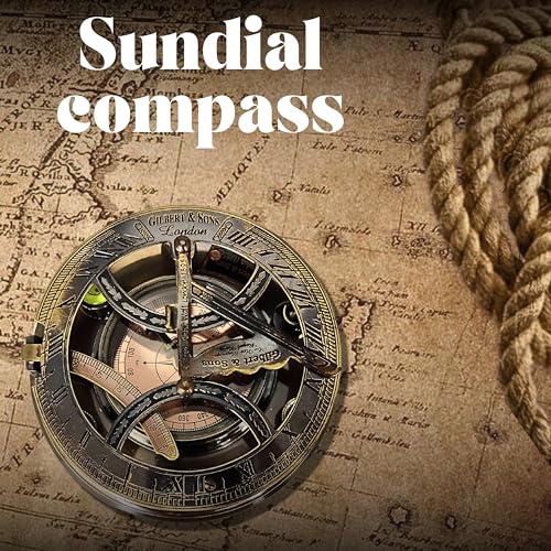 Black Antique Brass Sundial Compass with Rosewood Presentation Box view 6