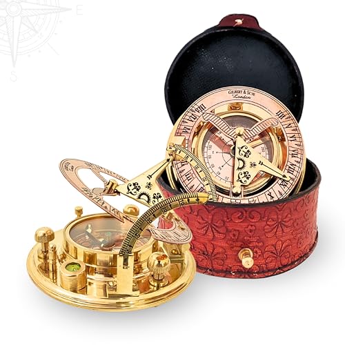 Black Antique Brass Sundial Compass with Rosewood Presentation Box view 15