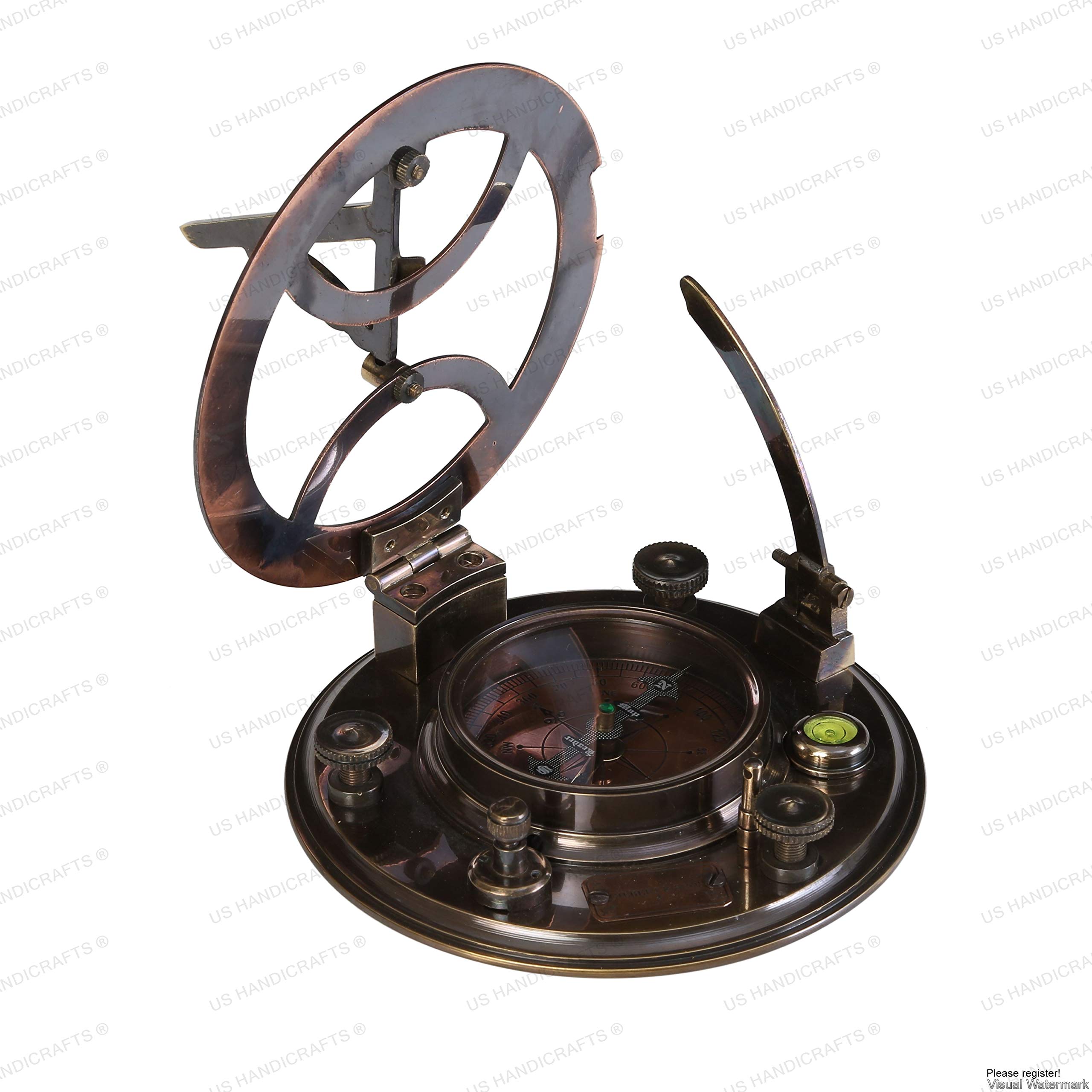 Black Antique Brass Sundial Compass with Black Wooden Presentation Box view 5