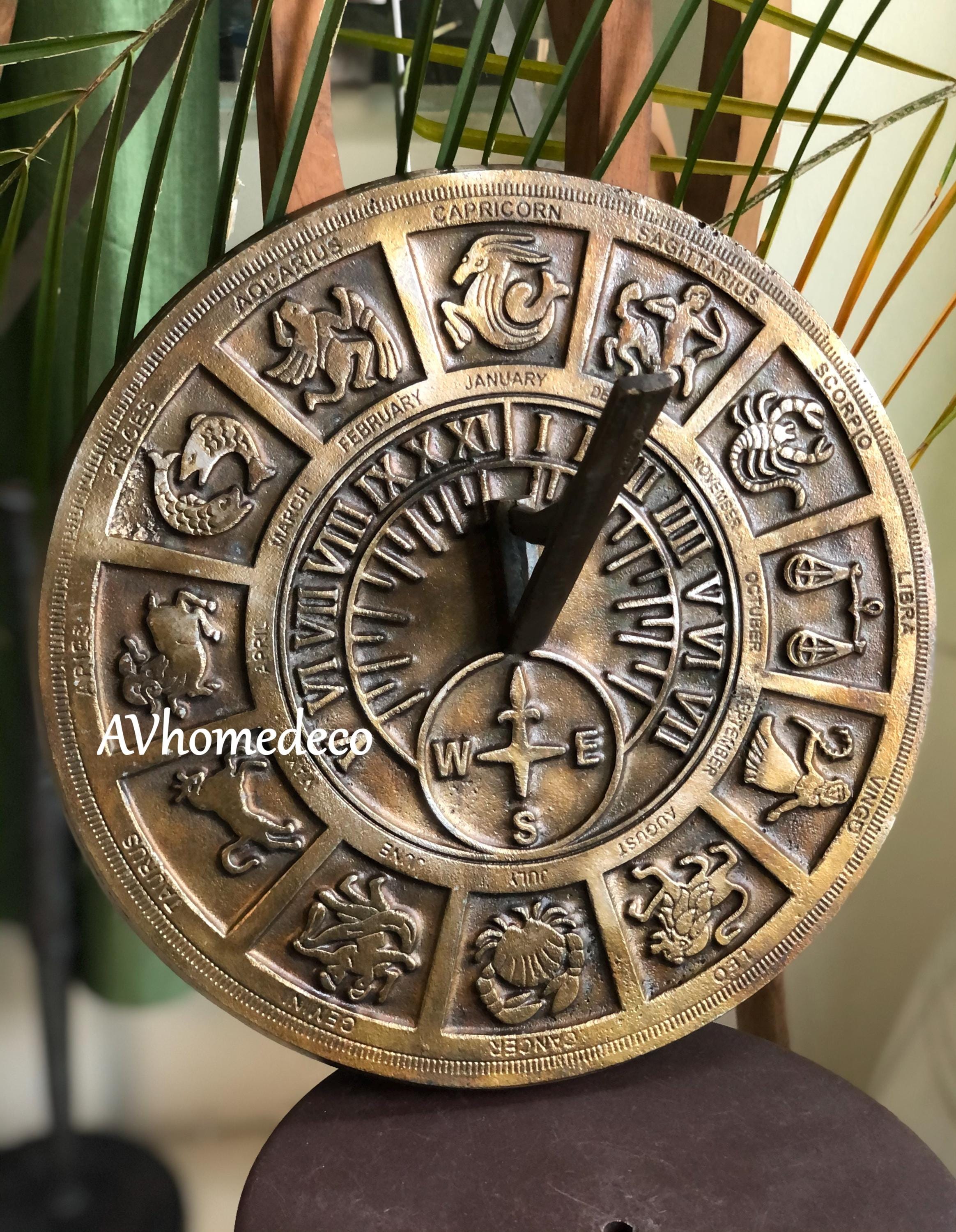 Engraved Brass Zodiac Garden Sundial view 3