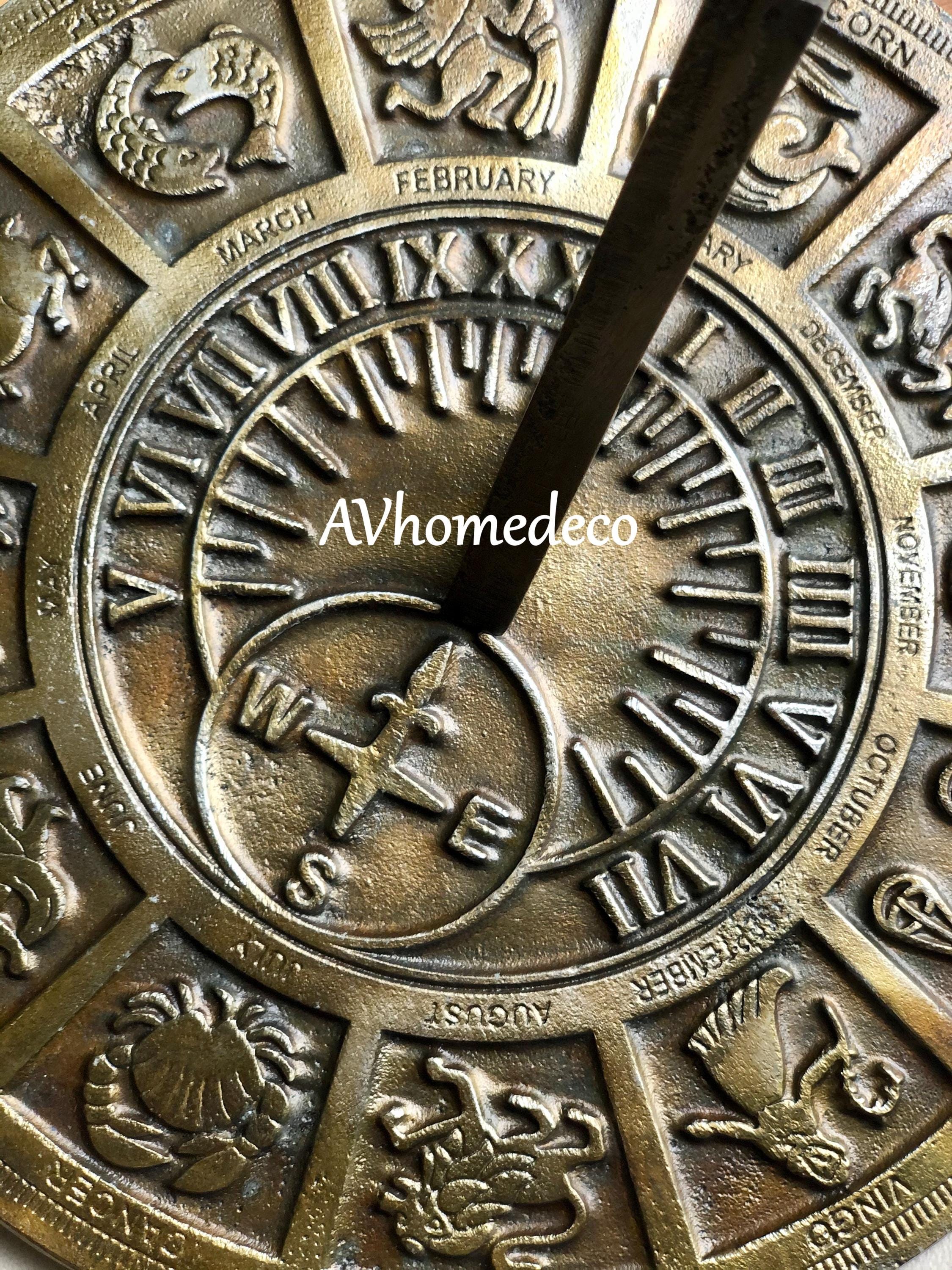 Engraved Brass Zodiac Garden Sundial view 4