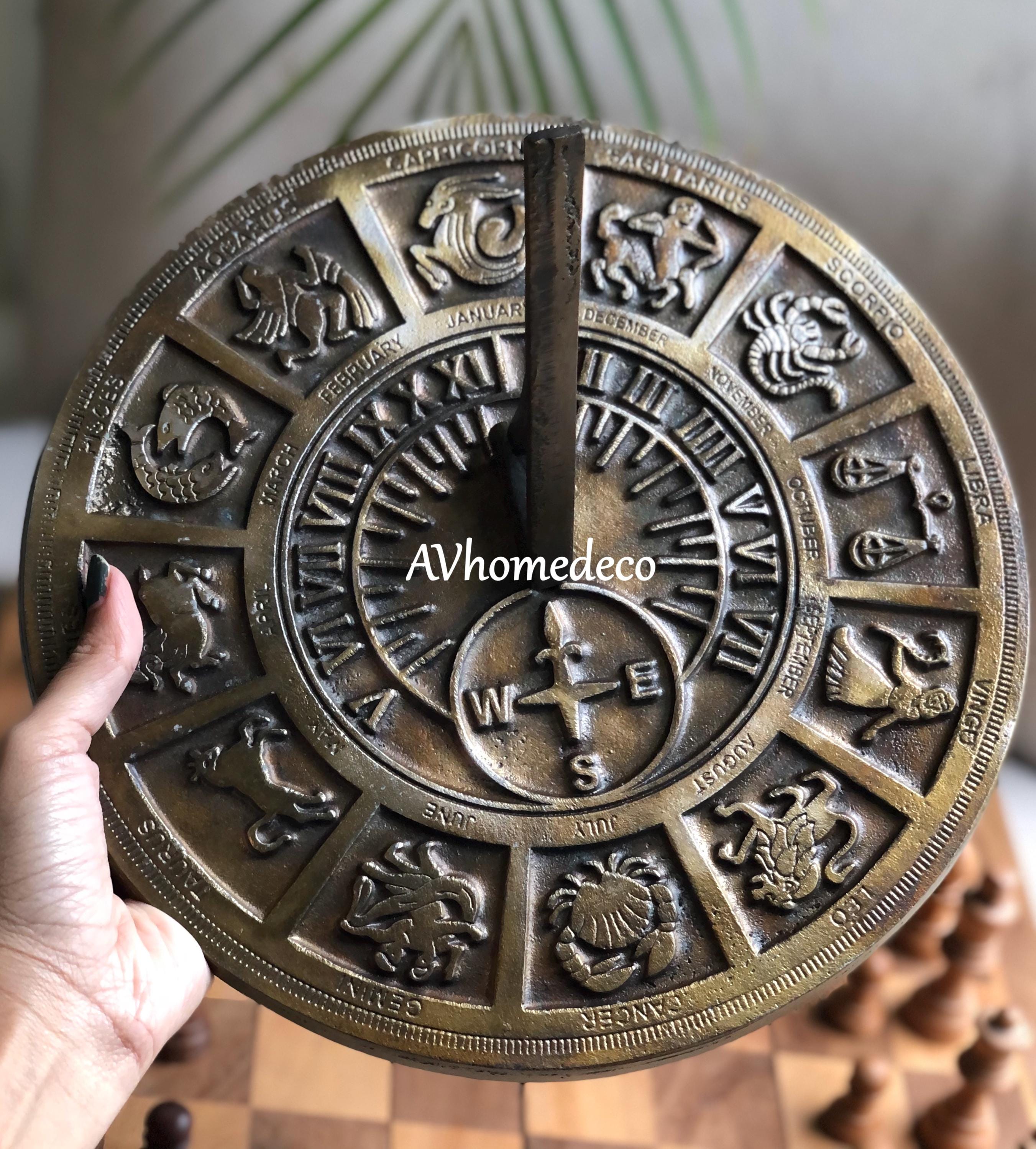 Engraved Brass Zodiac Garden Sundial view 6