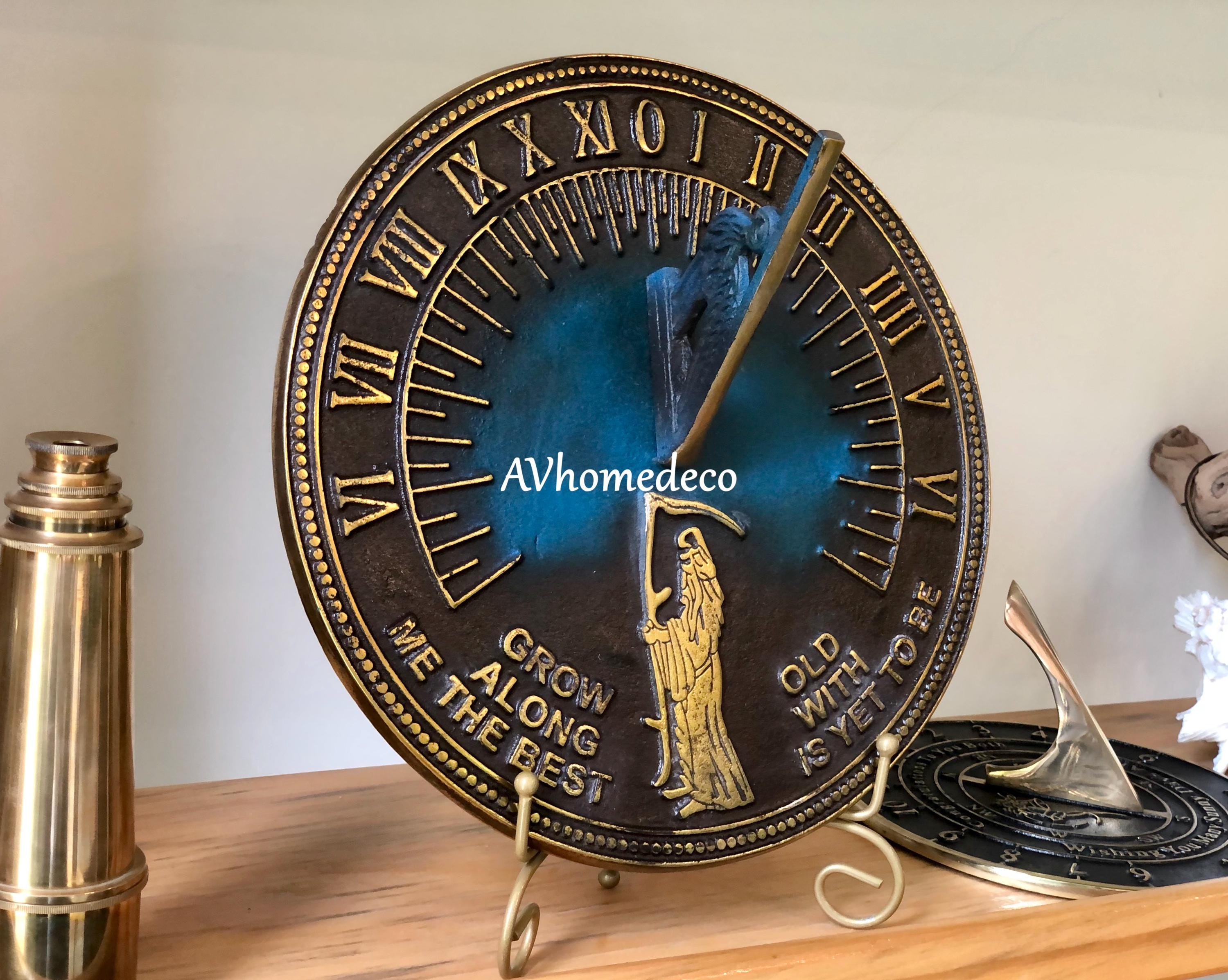 Father Time Brass Garden Sundial Verdigris view 2