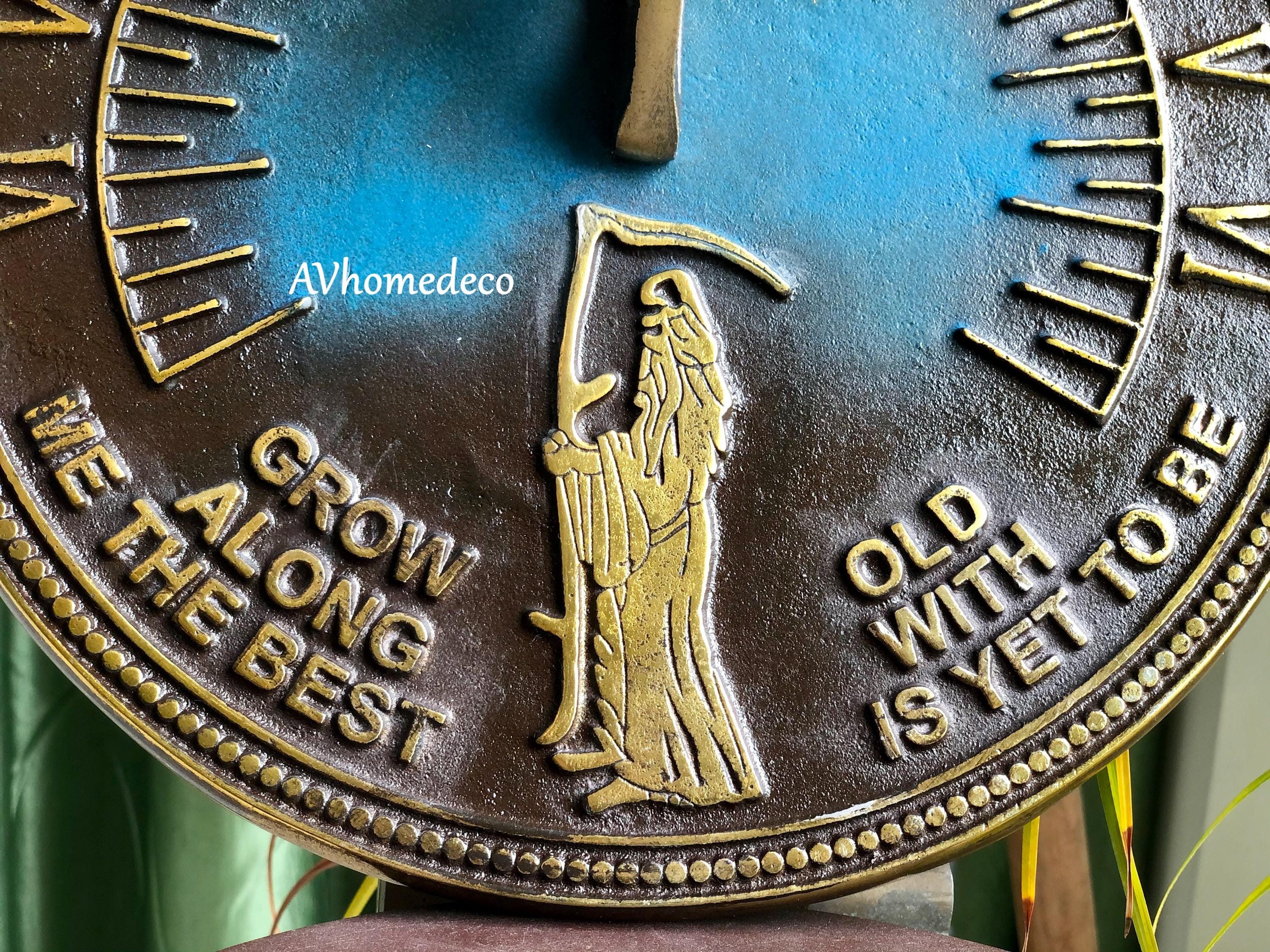 Father Time Brass Garden Sundial Verdigris view 7