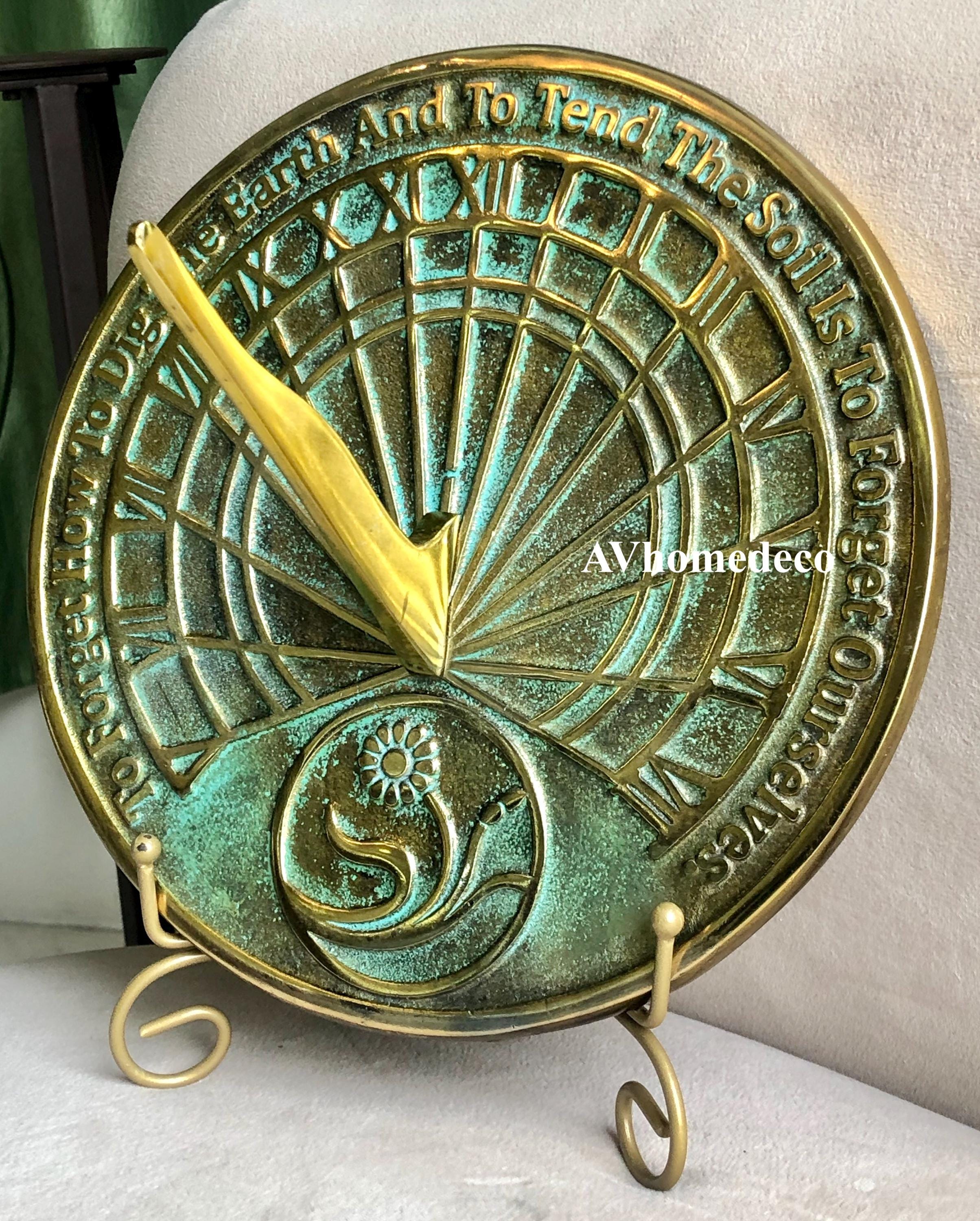 Brass Garden Sundial with Verdigris Highlights view 2