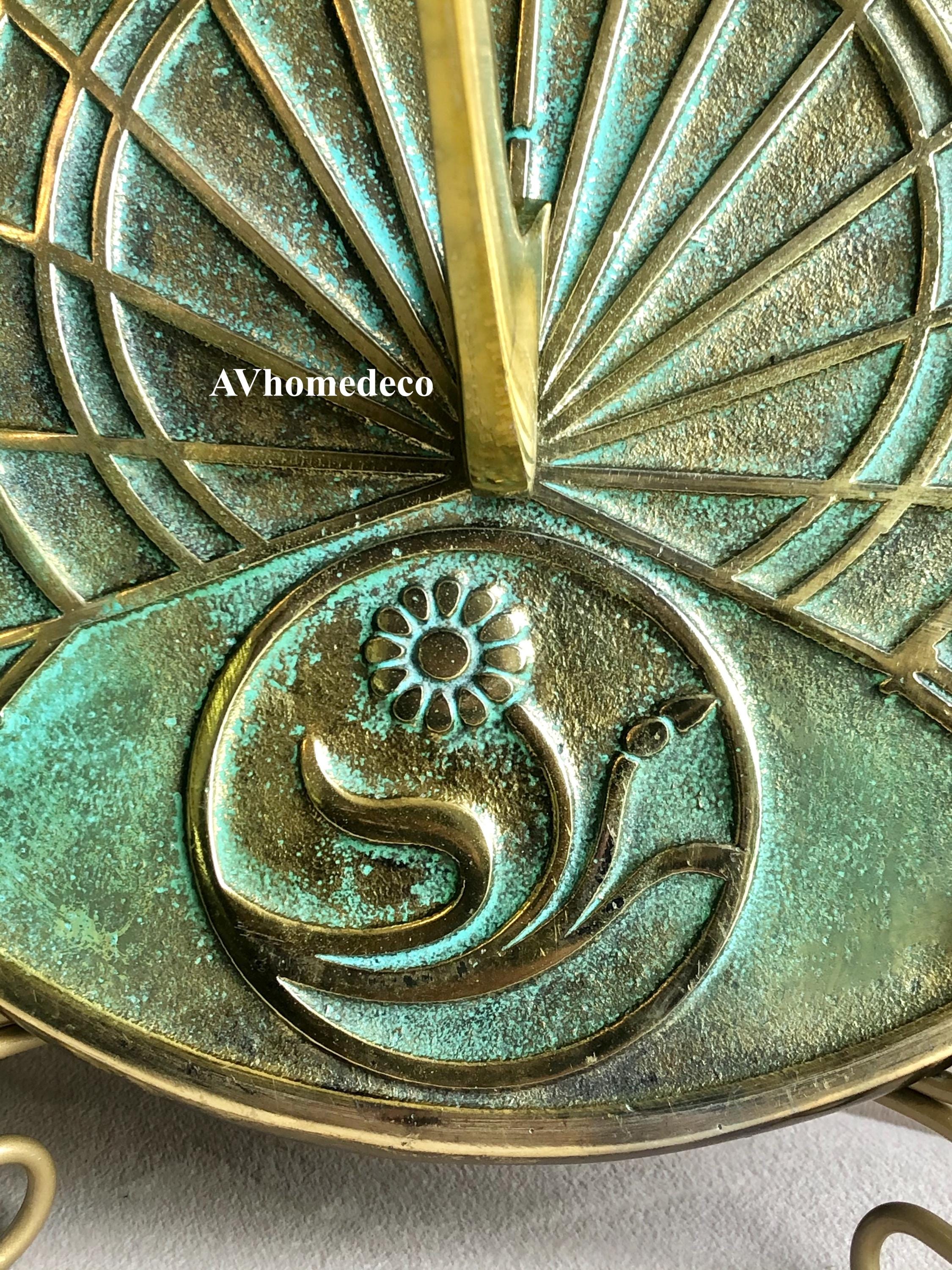 Brass Garden Sundial with Verdigris Highlights view 4