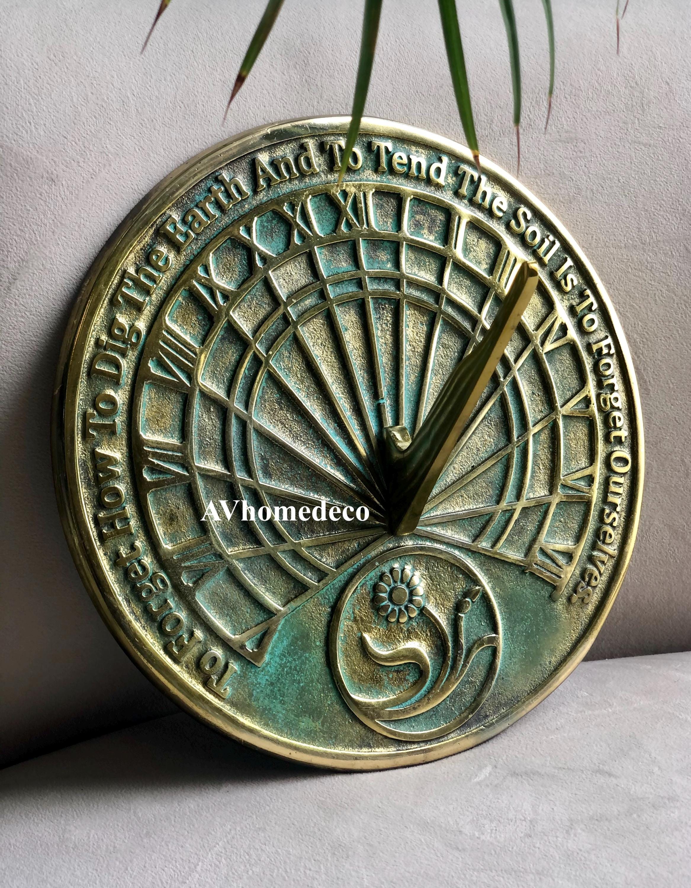 Brass Garden Sundial with Verdigris Highlights view 7